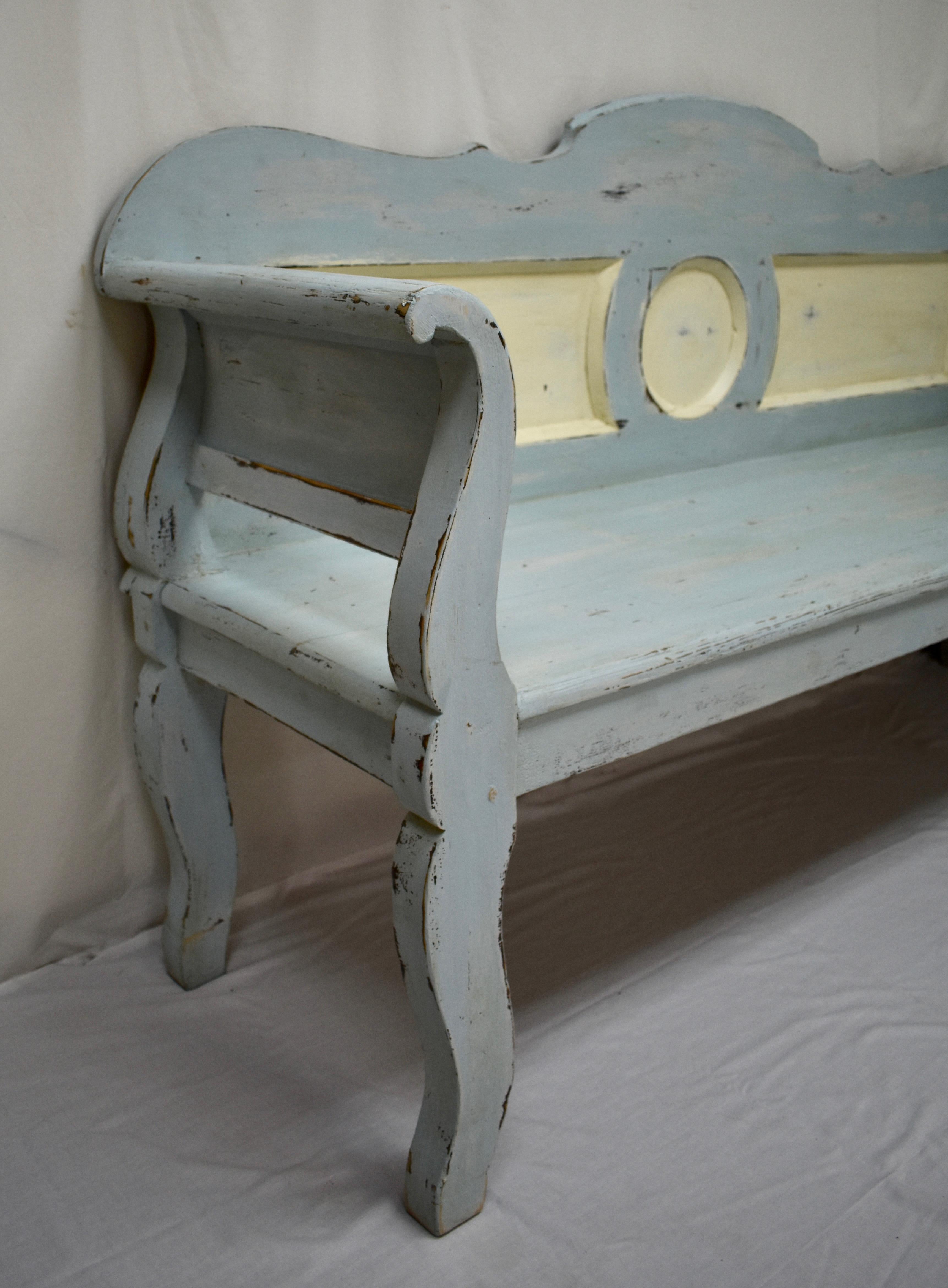 19th Century Painted Pine Bench or Settle