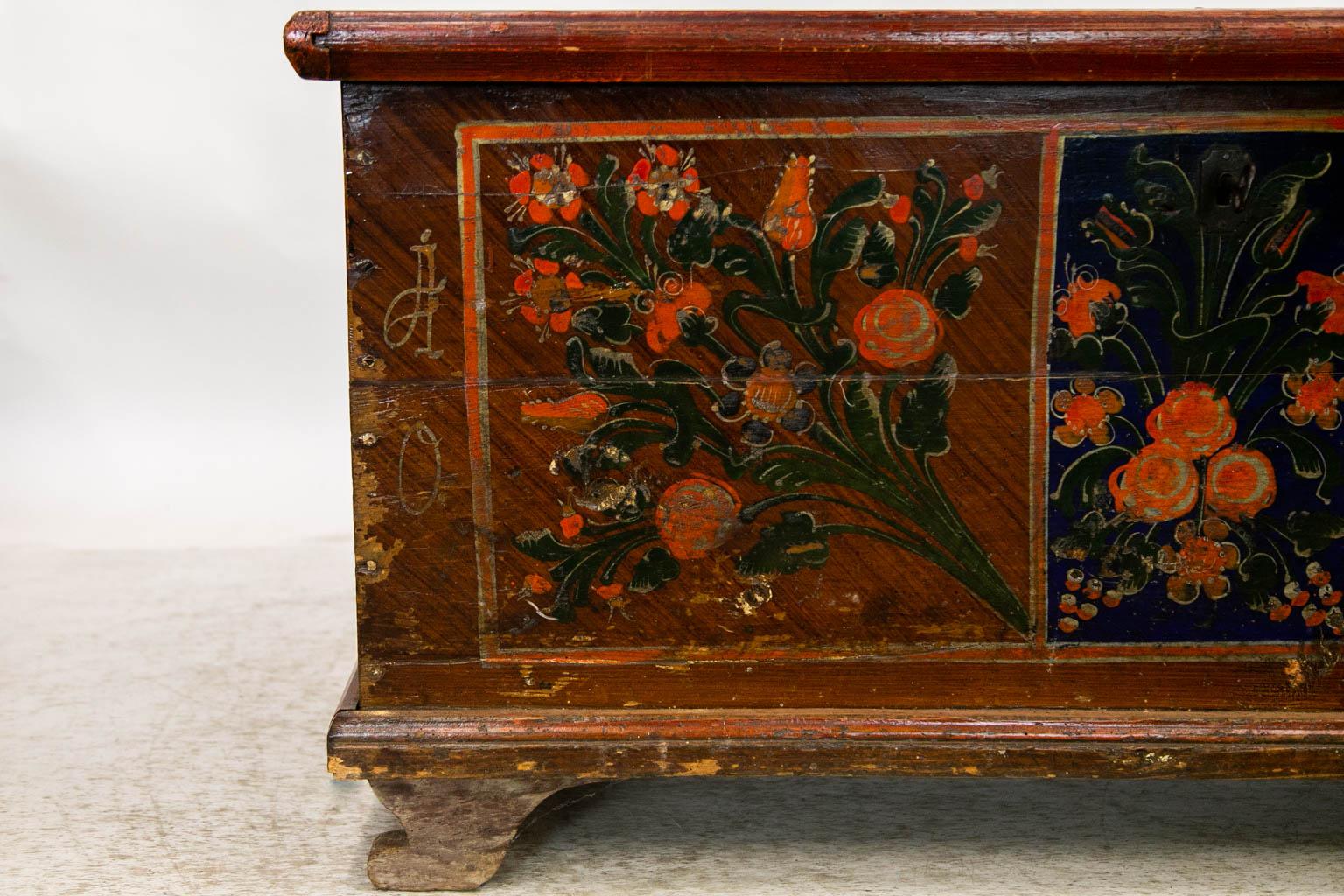 Romanian Painted Pine Blanket Chest For Sale