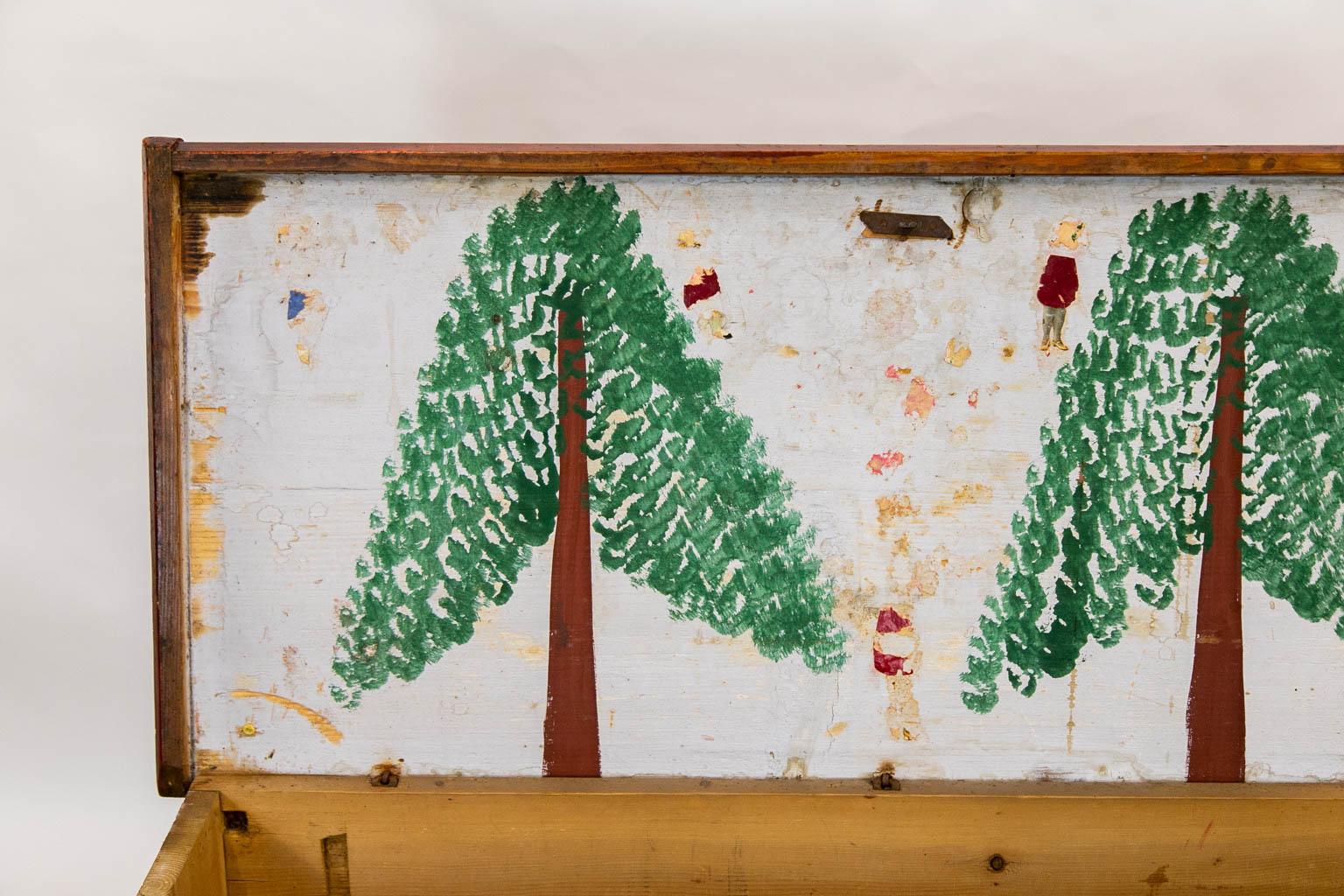 Painted Pine Blanket Chest For Sale 1