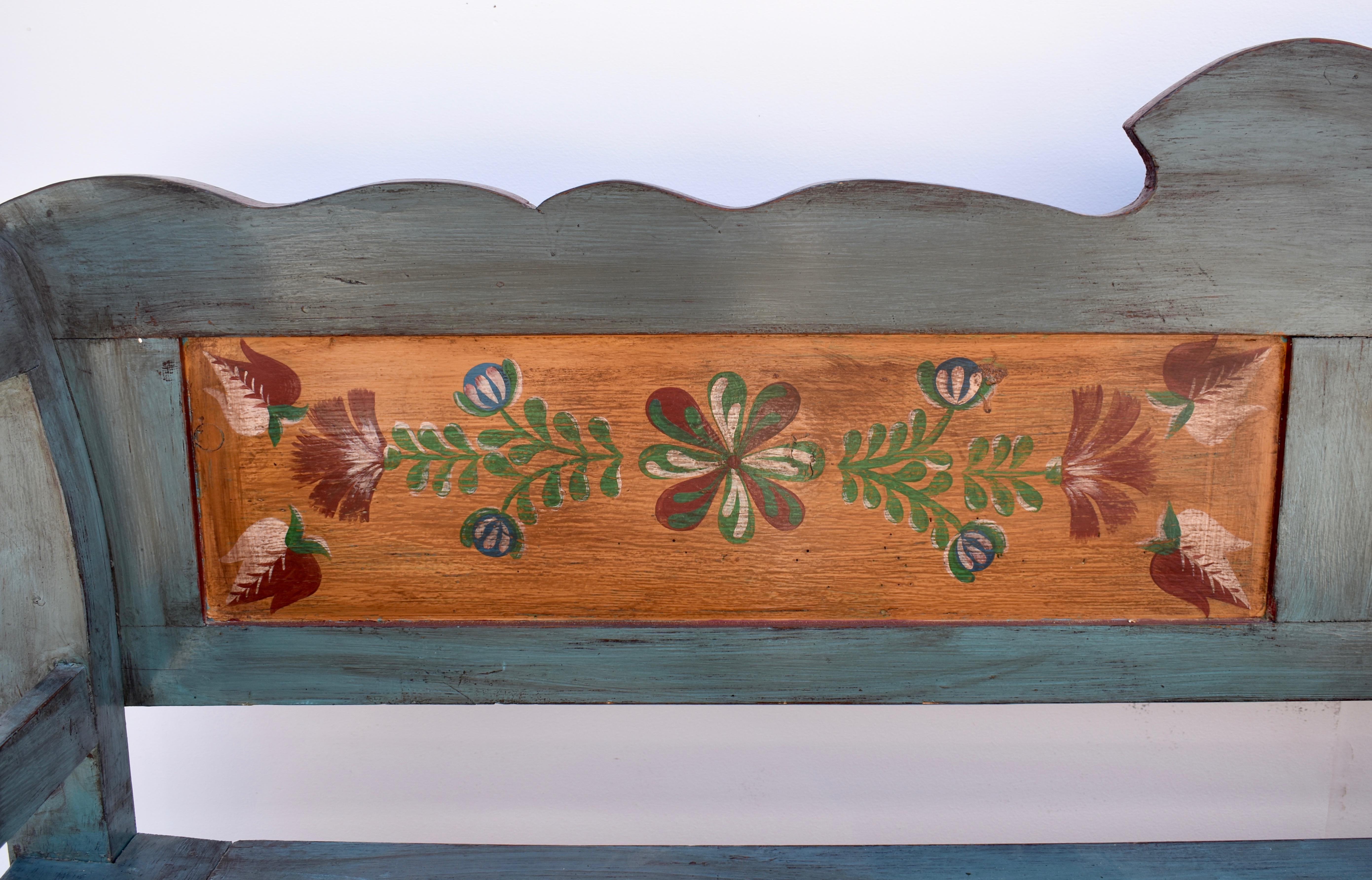 Hand-Painted Painted Pine Box Bench or Settle