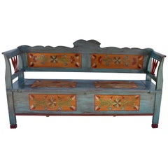 Painted Pine Box Bench or Settle