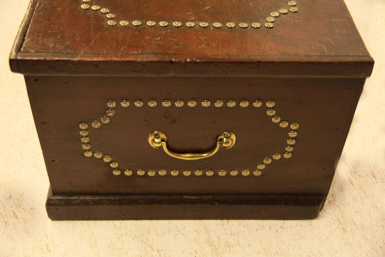 Painted Pine Brass Studded Box For Sale at 1stDibs