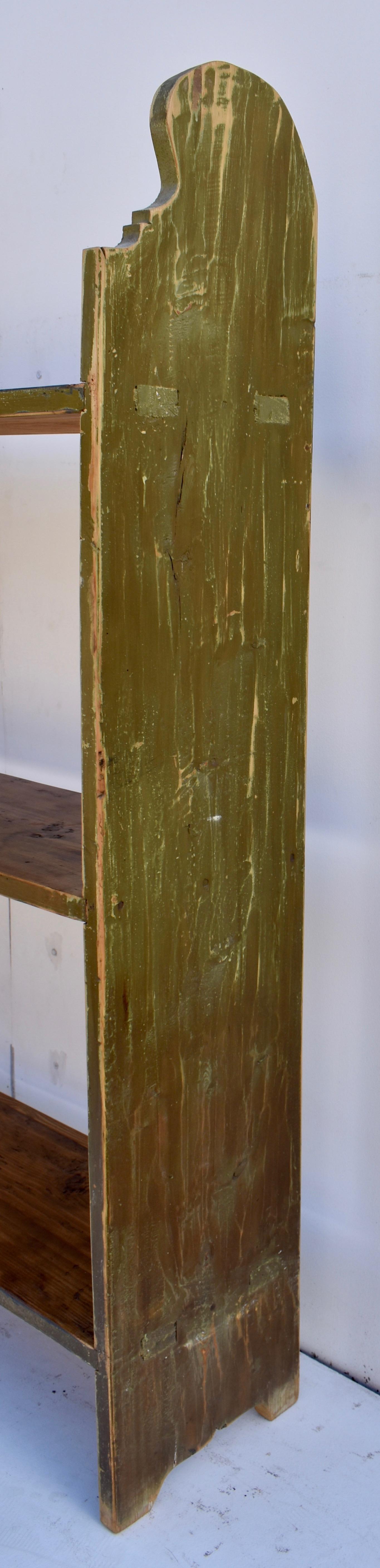 20th Century Painted Pine Bucket Bench or Utility Shelves For Sale