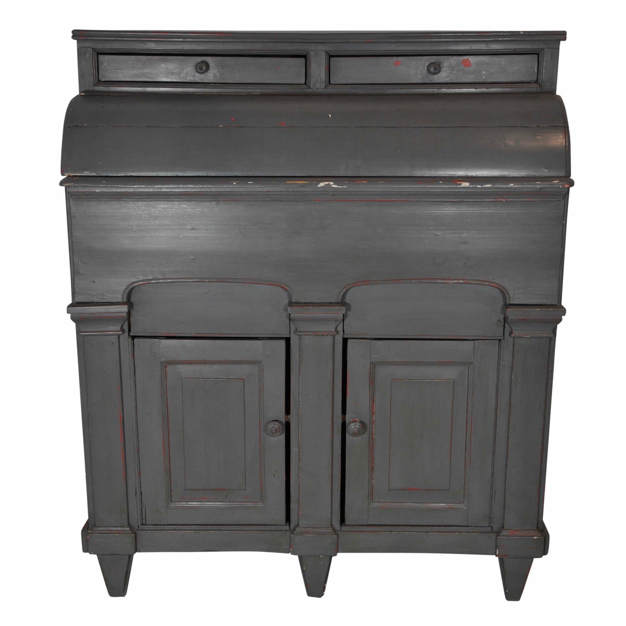 Painted Pine Cabinet with Storage Bins, circa 1900