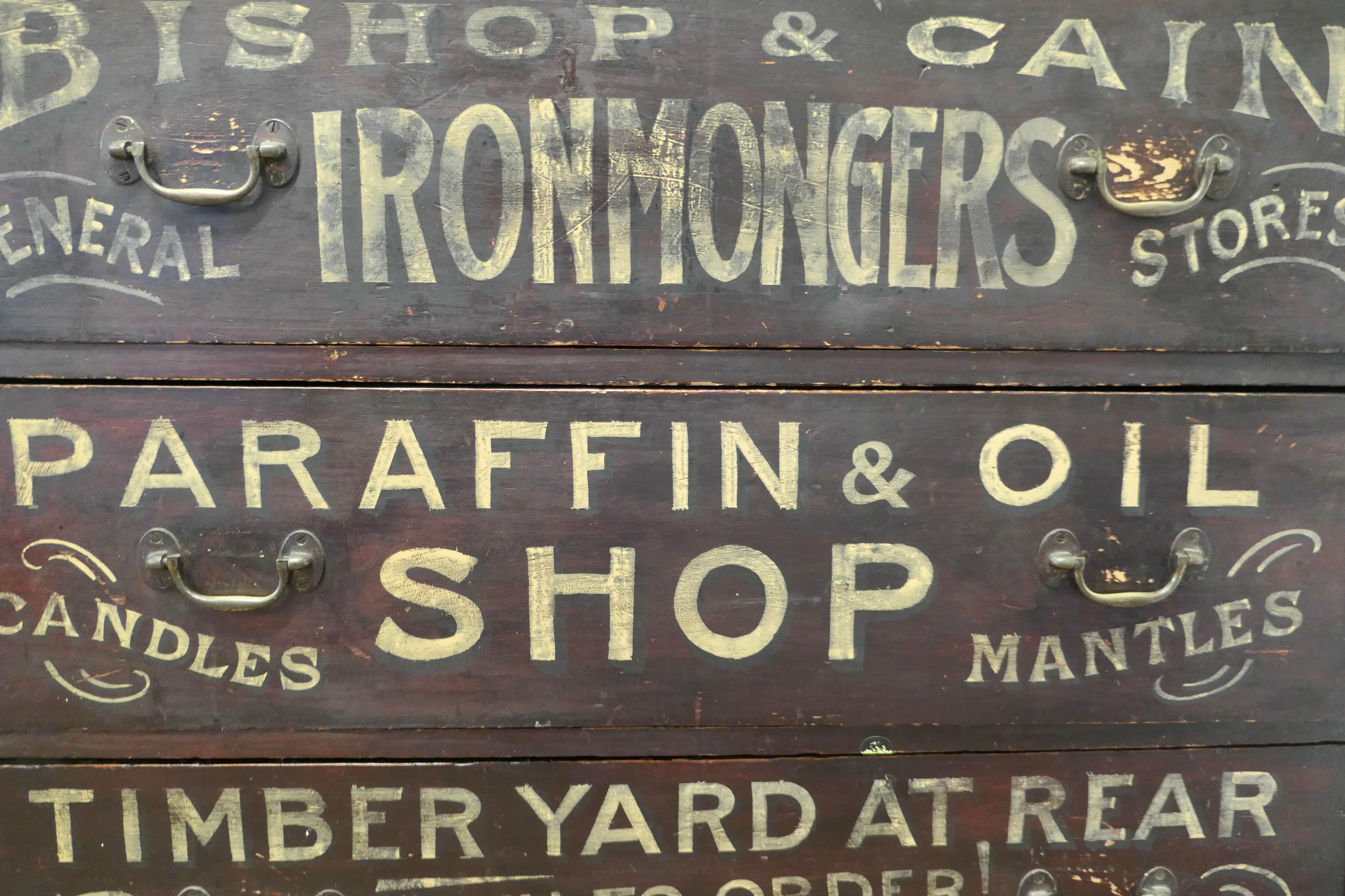 Painted Pine Chest of Drawers, Advertising Bishop and Cain Ironmongers    1