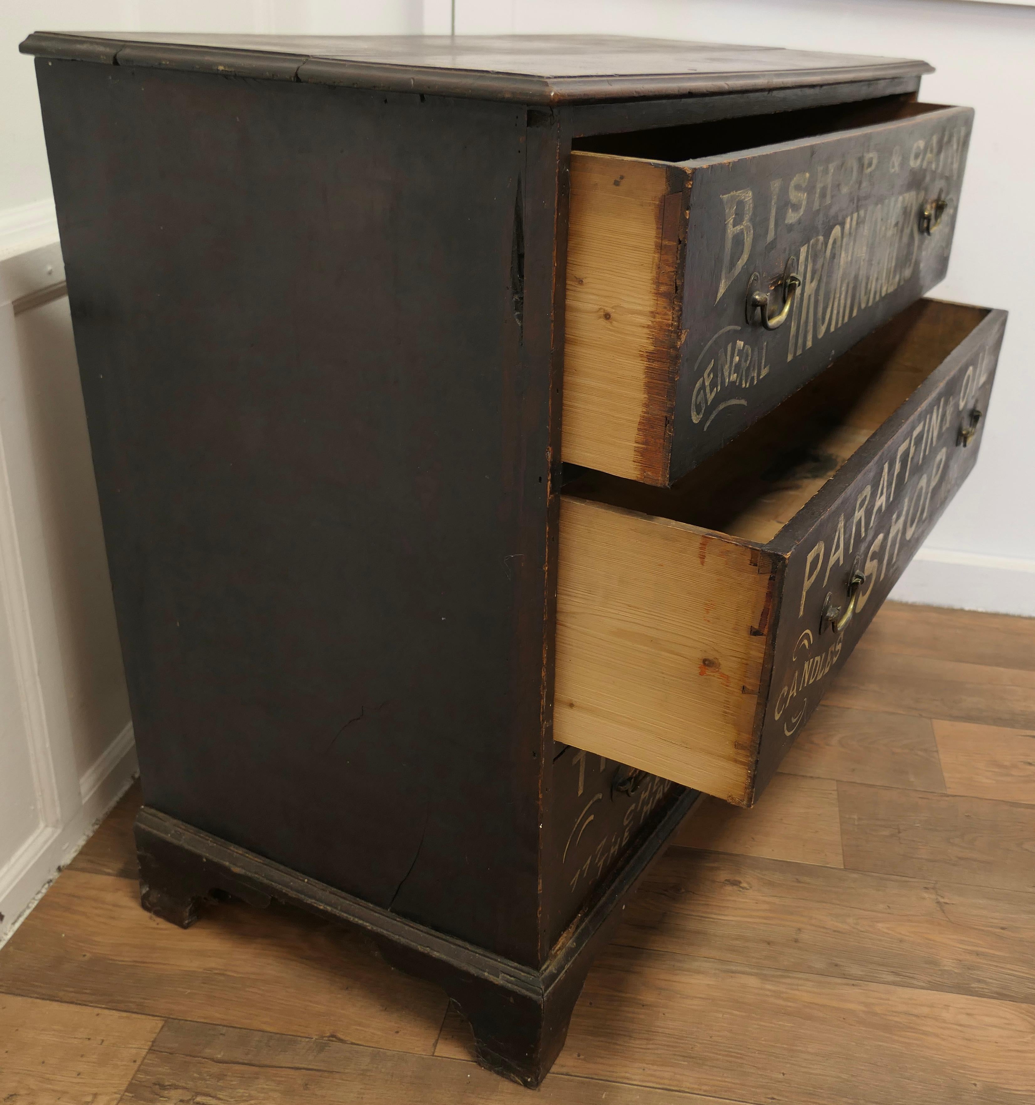 Painted Pine Chest of Drawers, Advertising Bishop and Cain Ironmongers    3