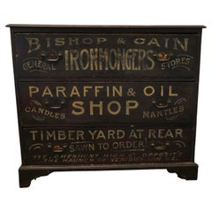 Painted Pine Chest of Drawers, Advertising Bishop and Cain Ironmongers   