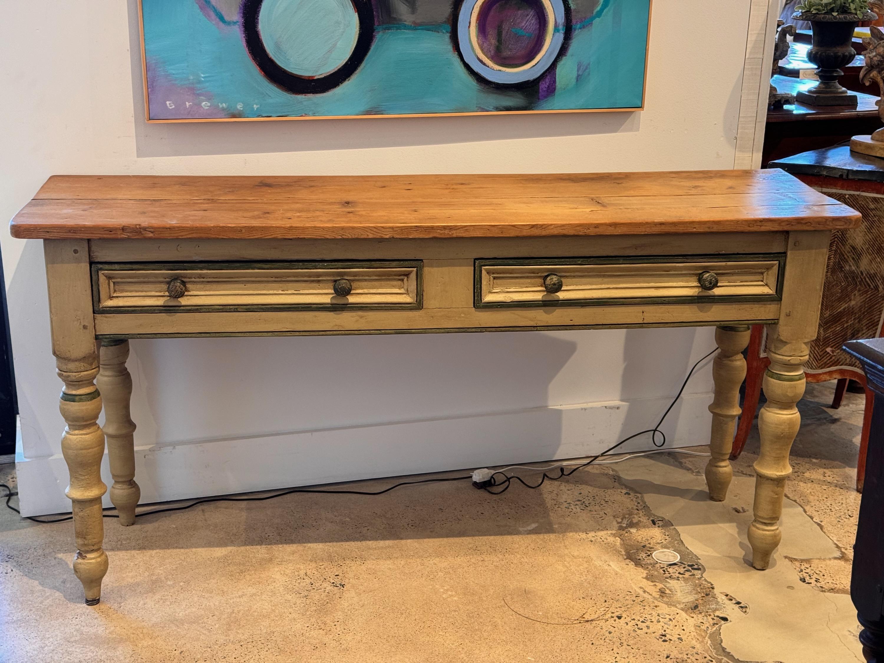 A painted pine console. Perfect hall piece