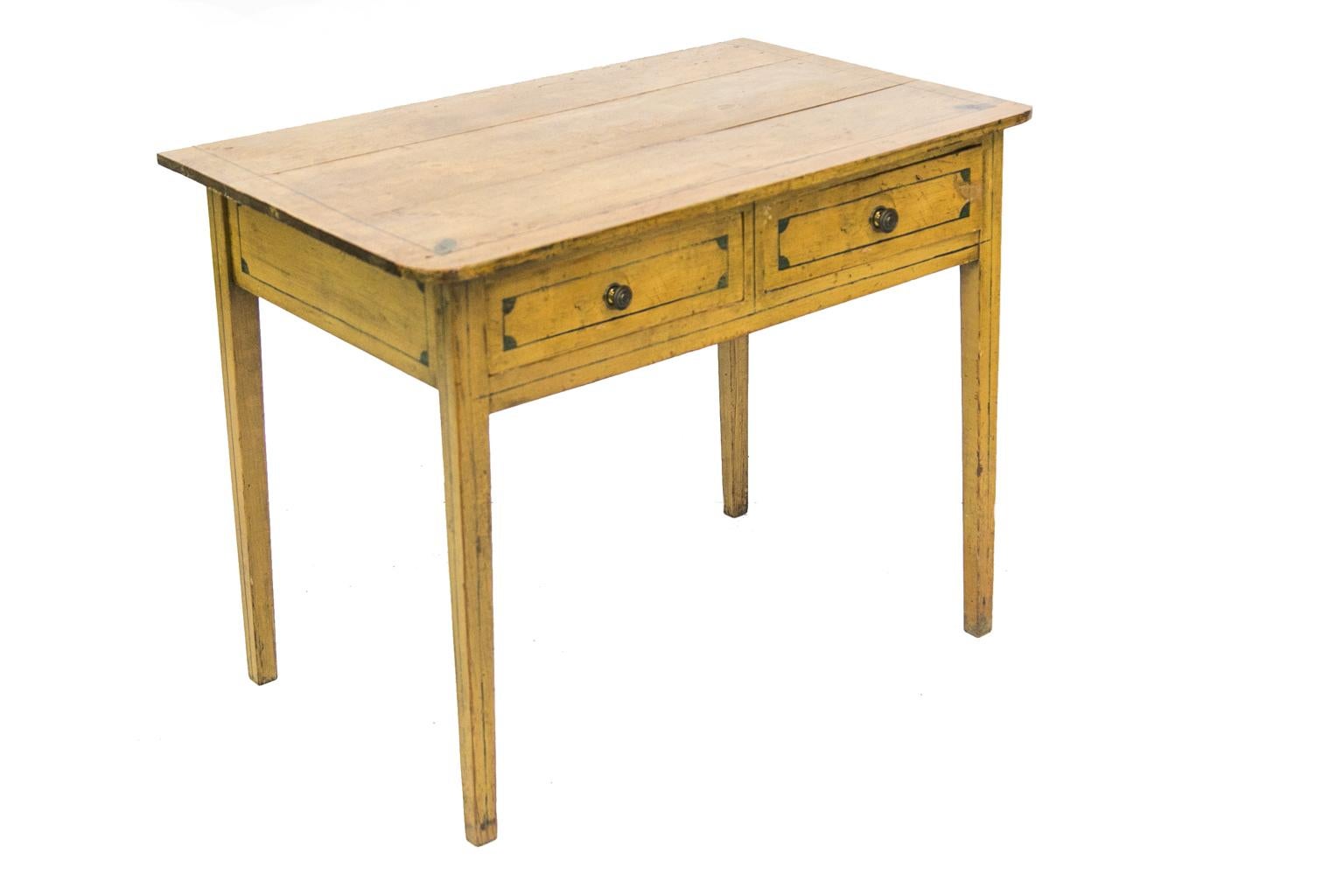 Brass Painted Pine English Table For Sale