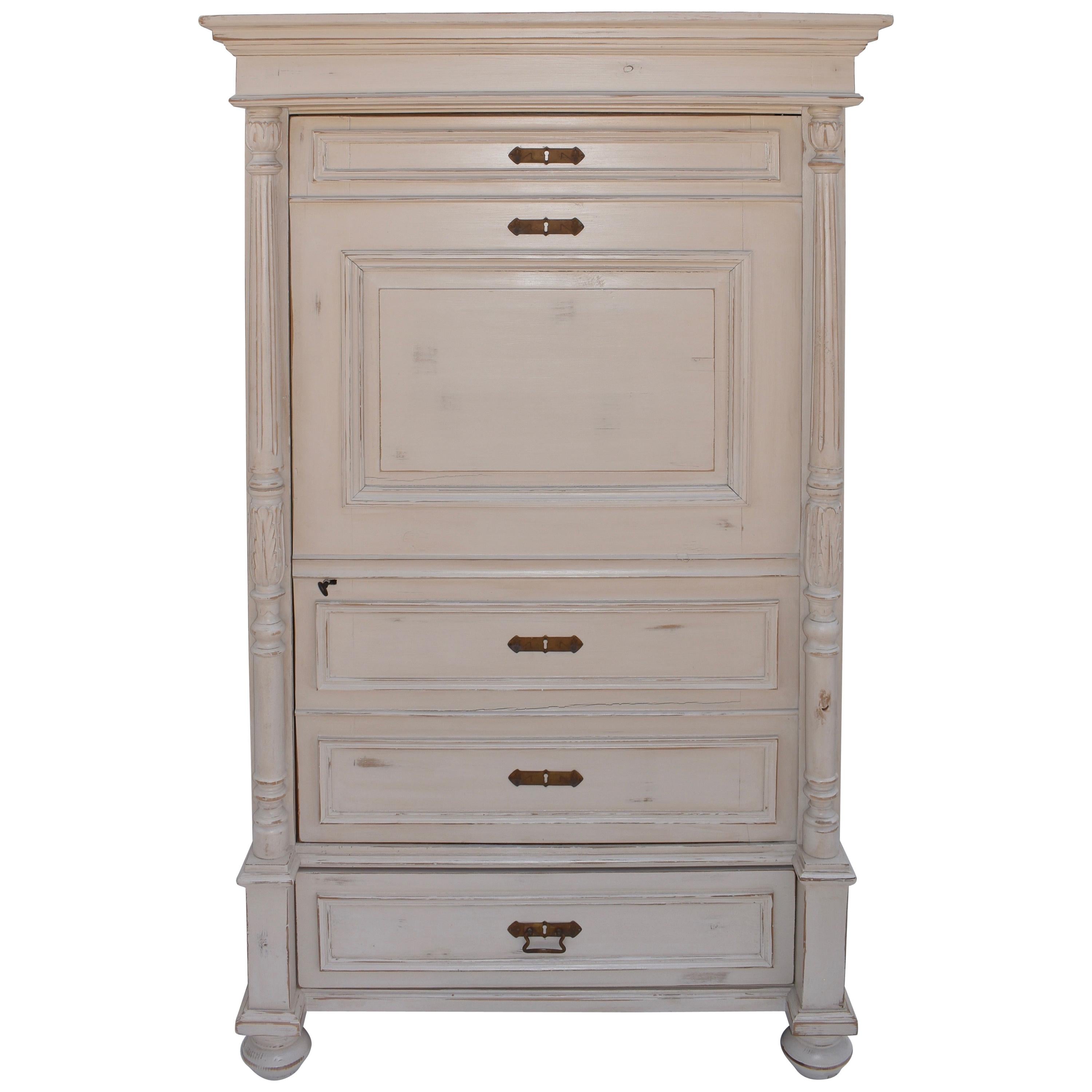 Painted Pine "Faux Secrétaire" One Door Armoire