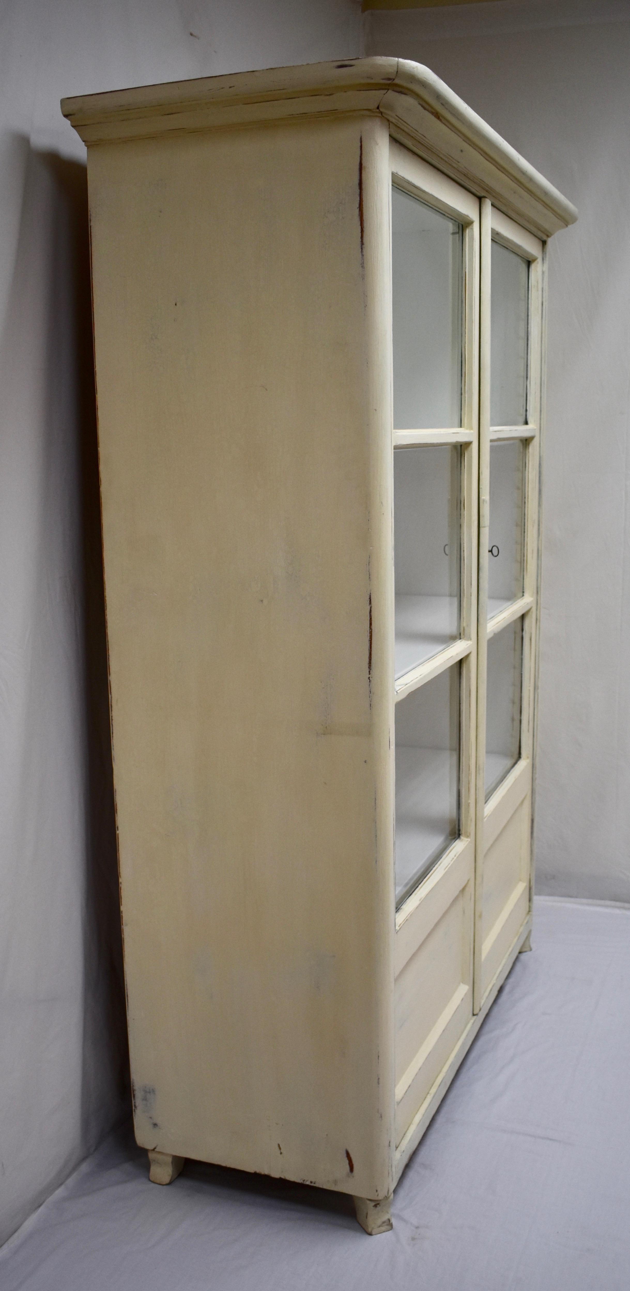 Country Painted Pine Glazed Cabinet or Vitrine