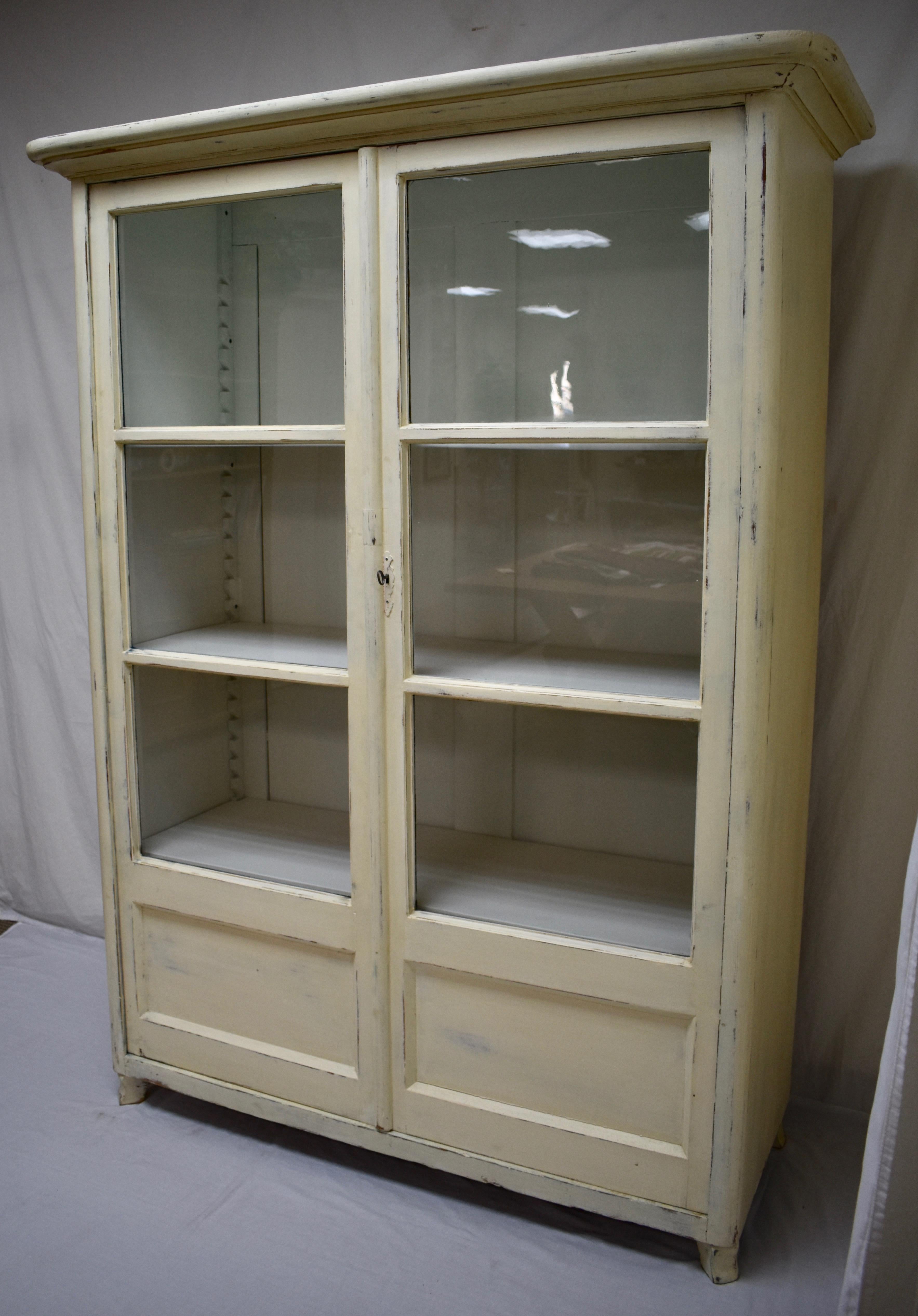 Austrian Painted Pine Glazed Cabinet or Vitrine