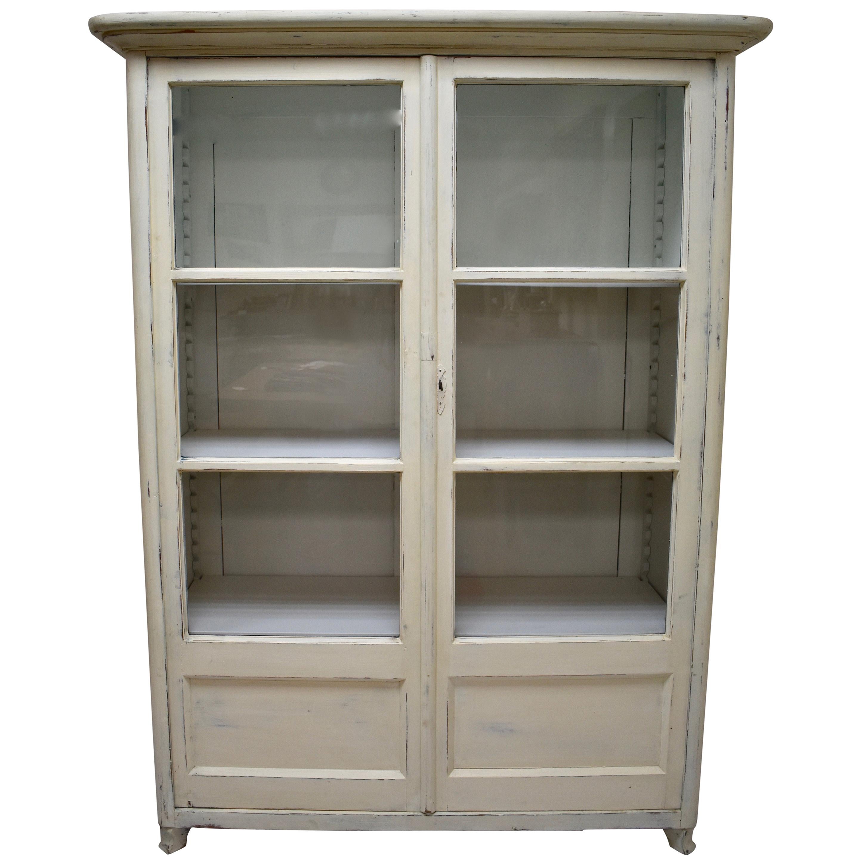Painted Pine Glazed Cabinet or Vitrine