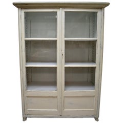 Antique Painted Pine Glazed Cabinet or Vitrine