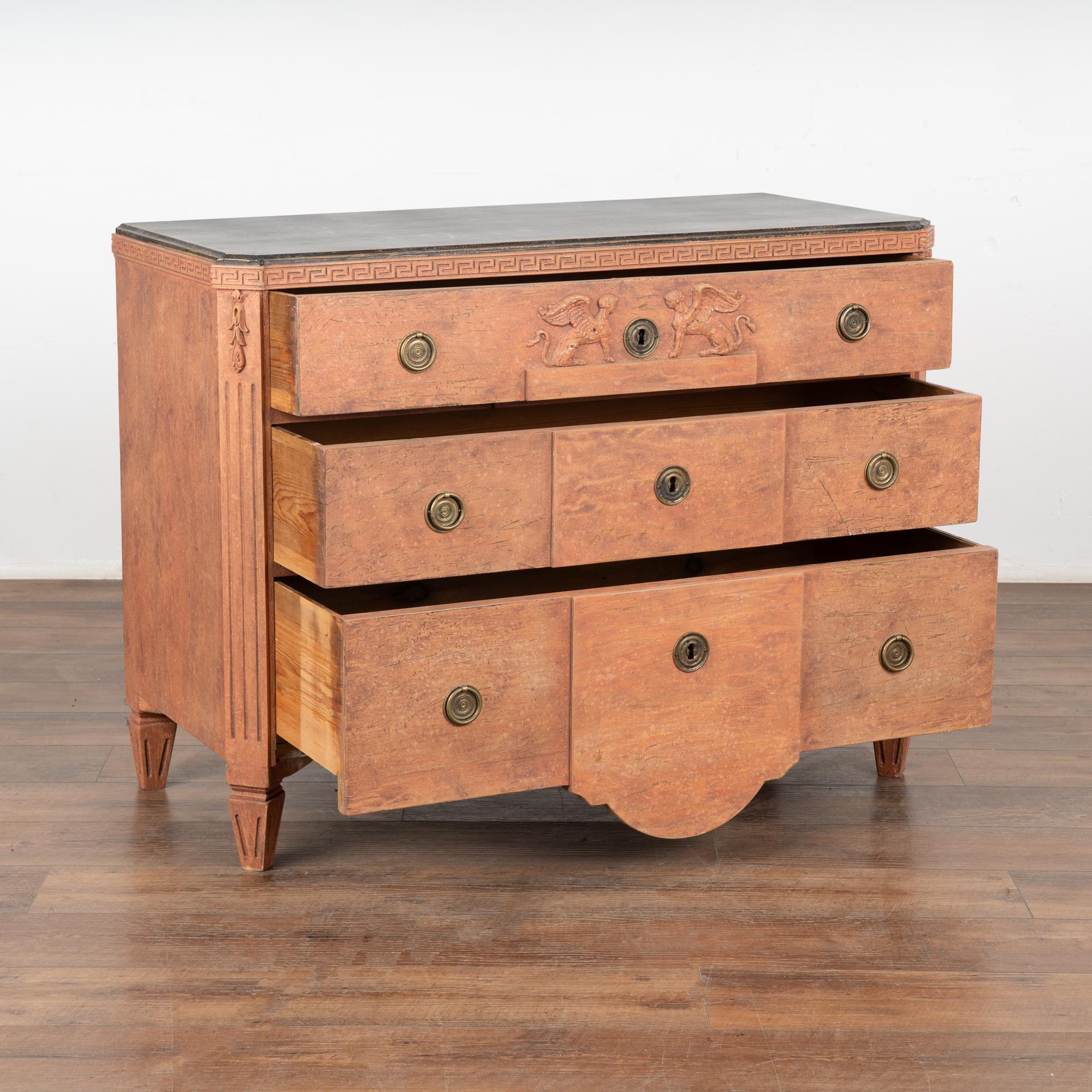 Swedish Painted Pine Gustavian Chest of Three Drawers, Sweden circa 1840-60 For Sale