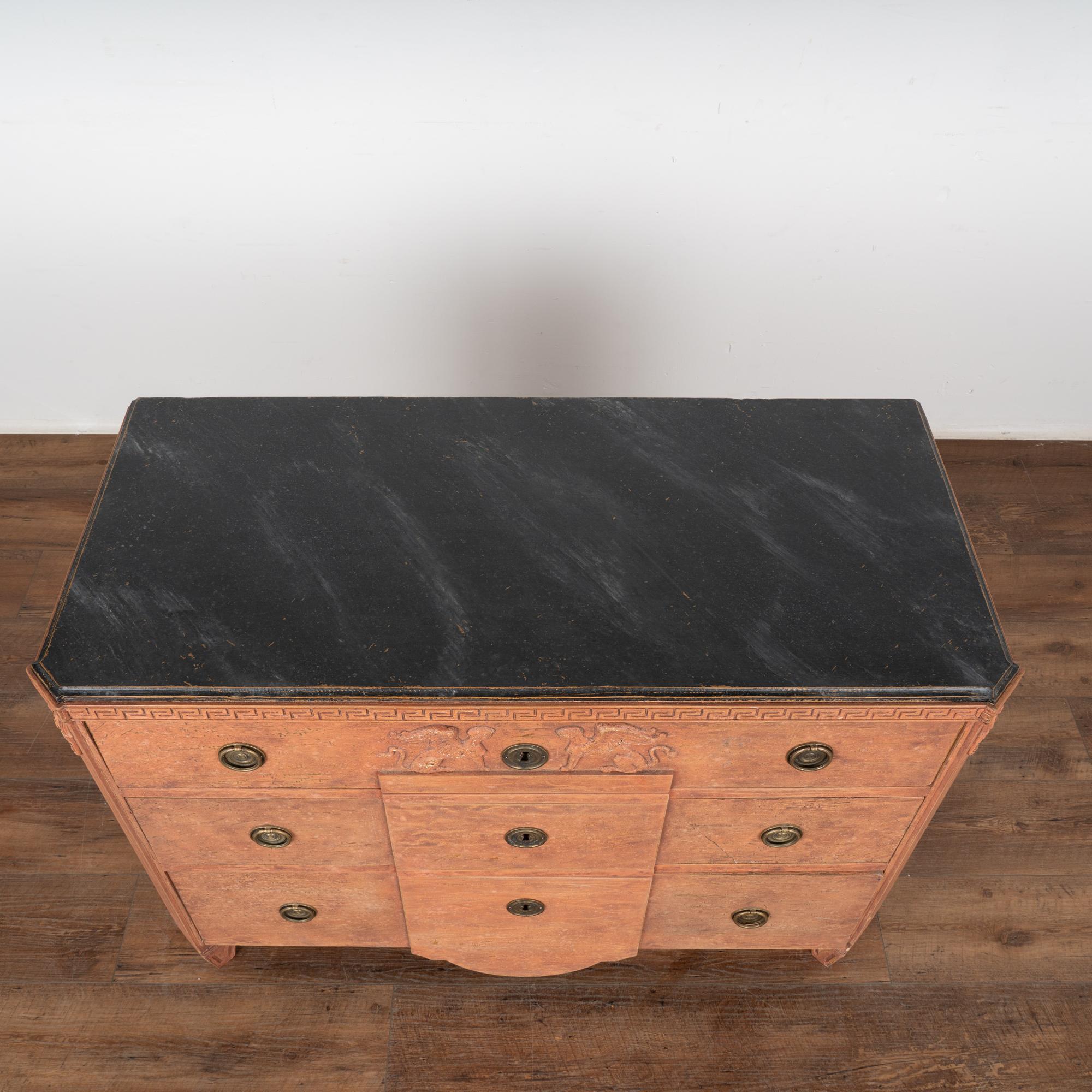 19th Century Painted Pine Gustavian Chest of Three Drawers, Sweden circa 1840-60 For Sale