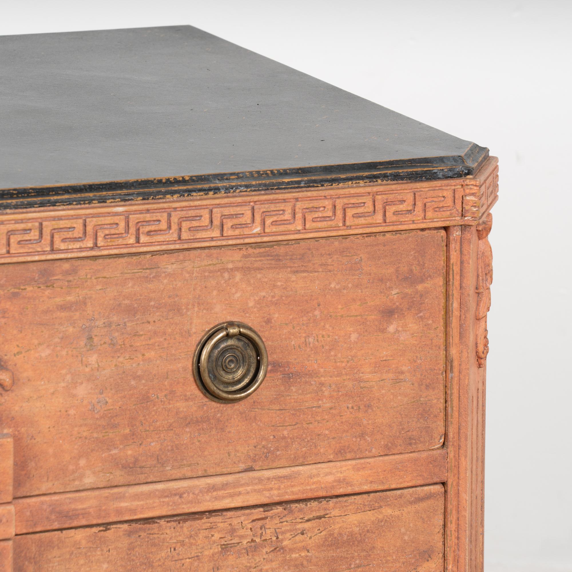 Painted Pine Gustavian Chest of Three Drawers, Sweden circa 1840-60 For Sale 1