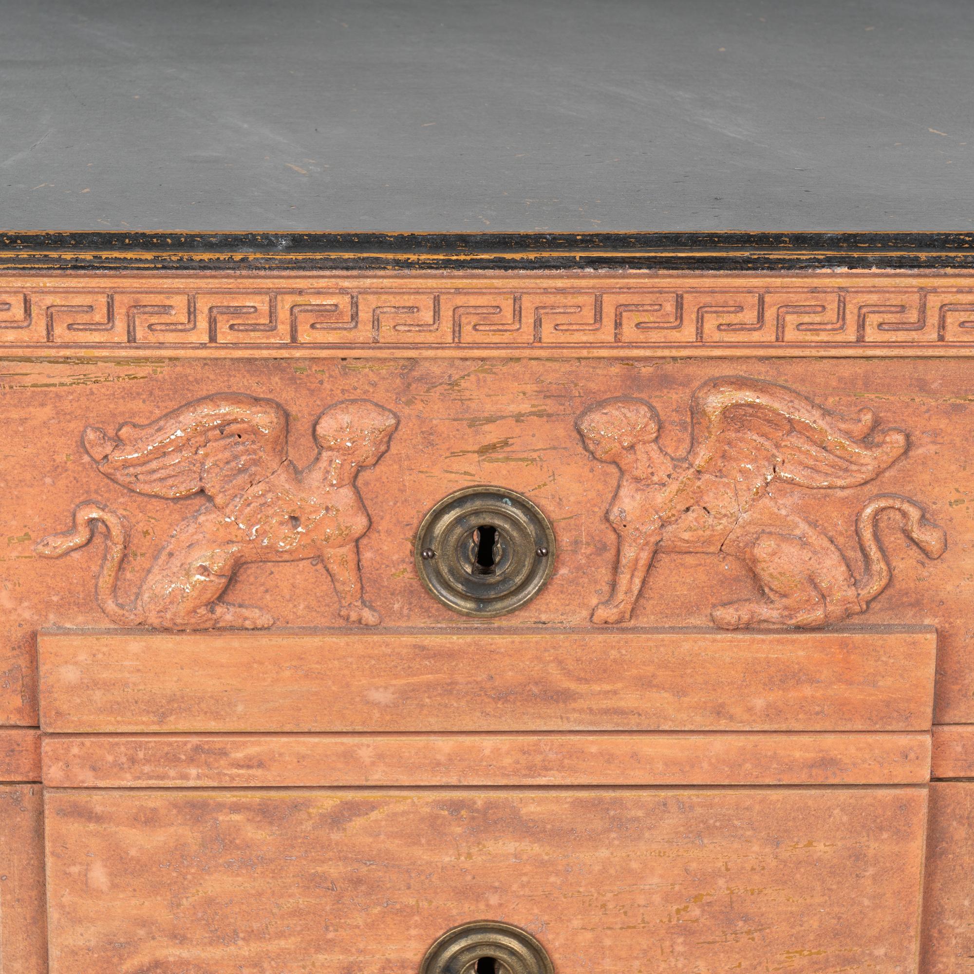 Painted Pine Gustavian Chest of Three Drawers, Sweden circa 1840-60 For Sale 2