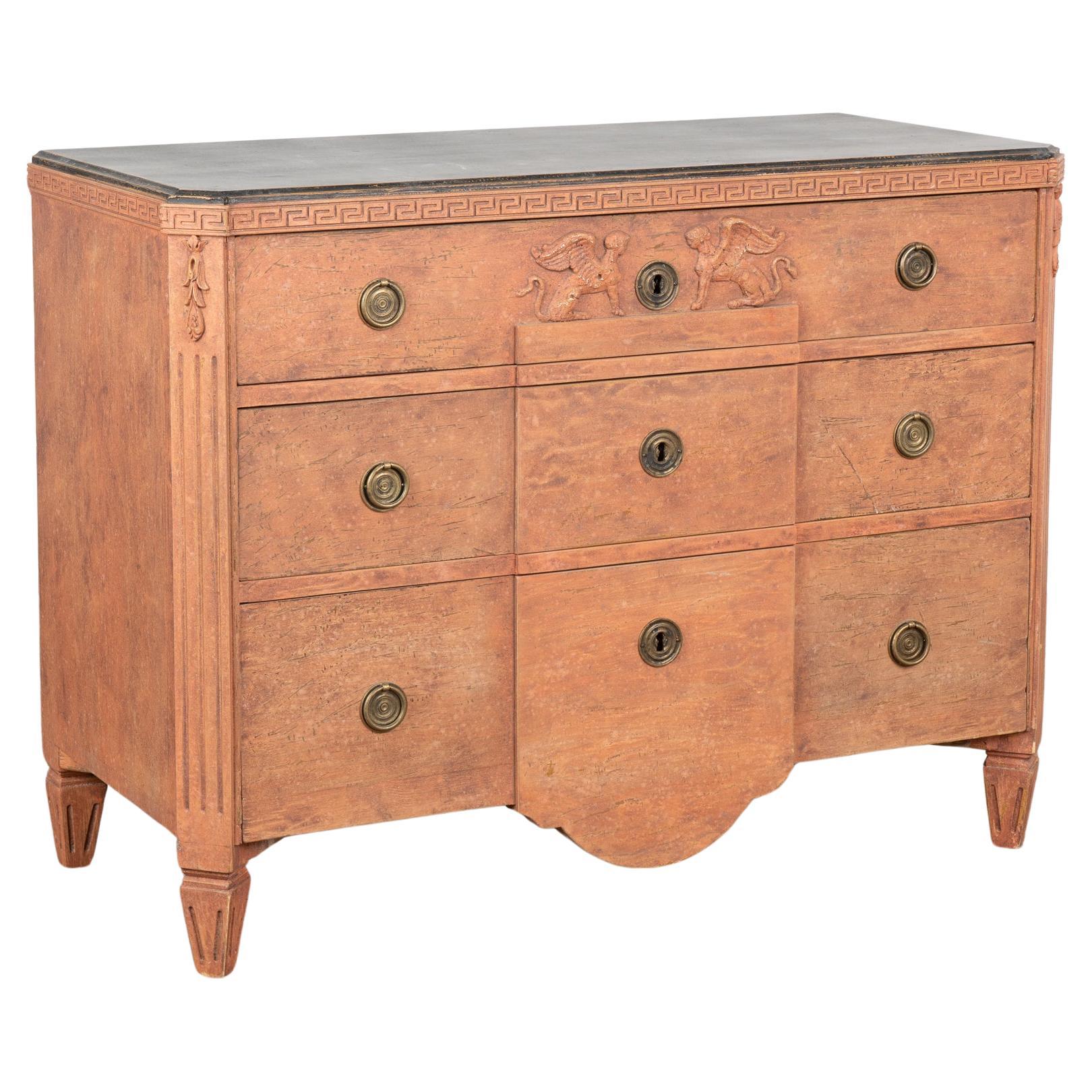 Painted Pine Gustavian Chest of Three Drawers, Sweden circa 1840-60 For Sale