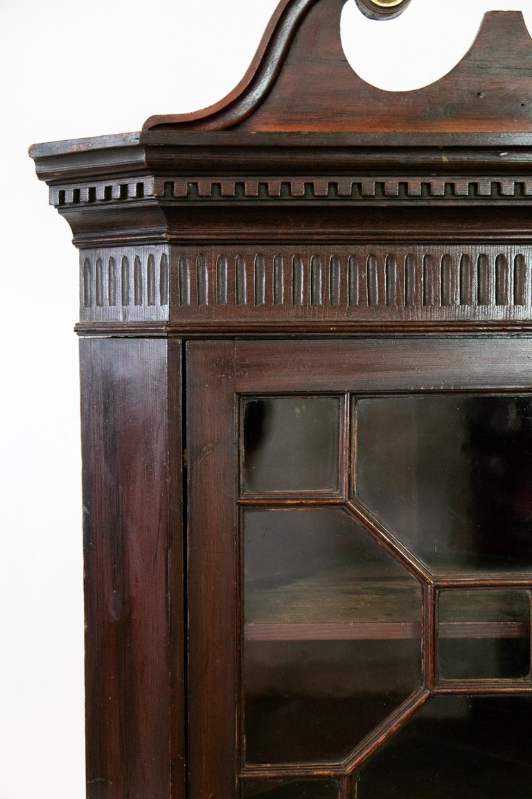 Mid-19th Century Painted Pine Hanging Corner Cupboard For Sale
