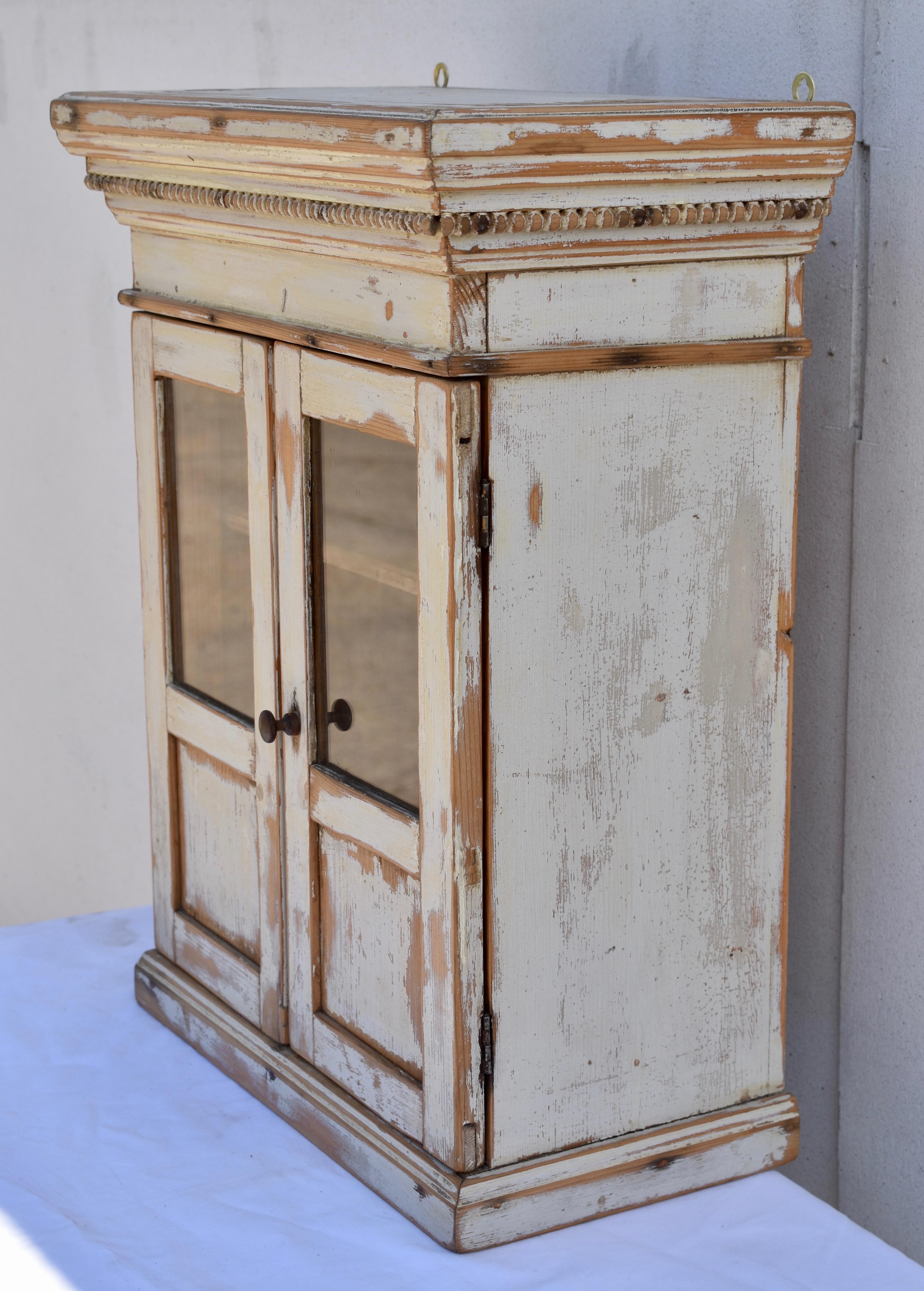 Hungarian Painted Pine Hanging Cupboard / Miniature Armoire