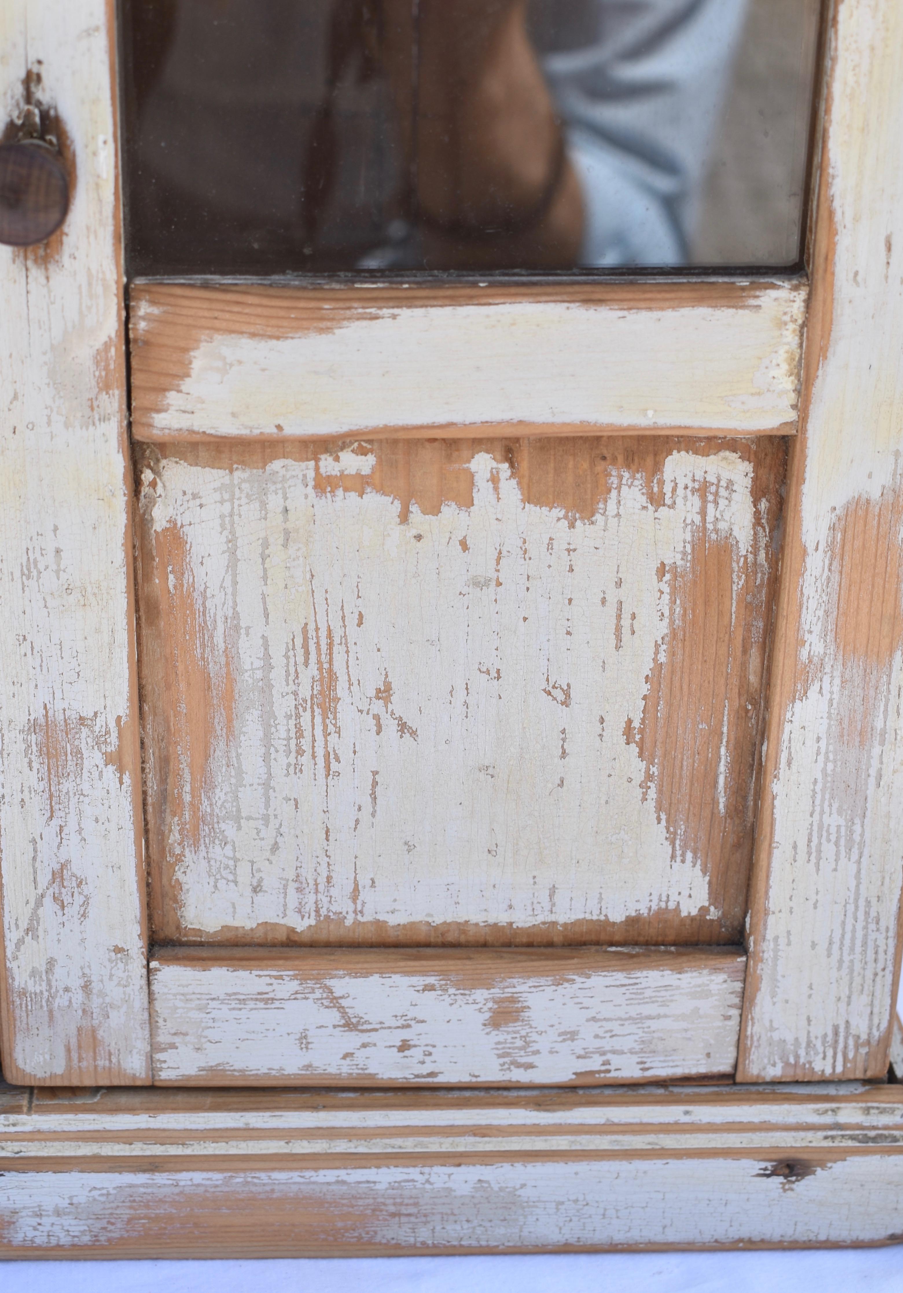 19th Century Painted Pine Hanging Cupboard / Miniature Armoire