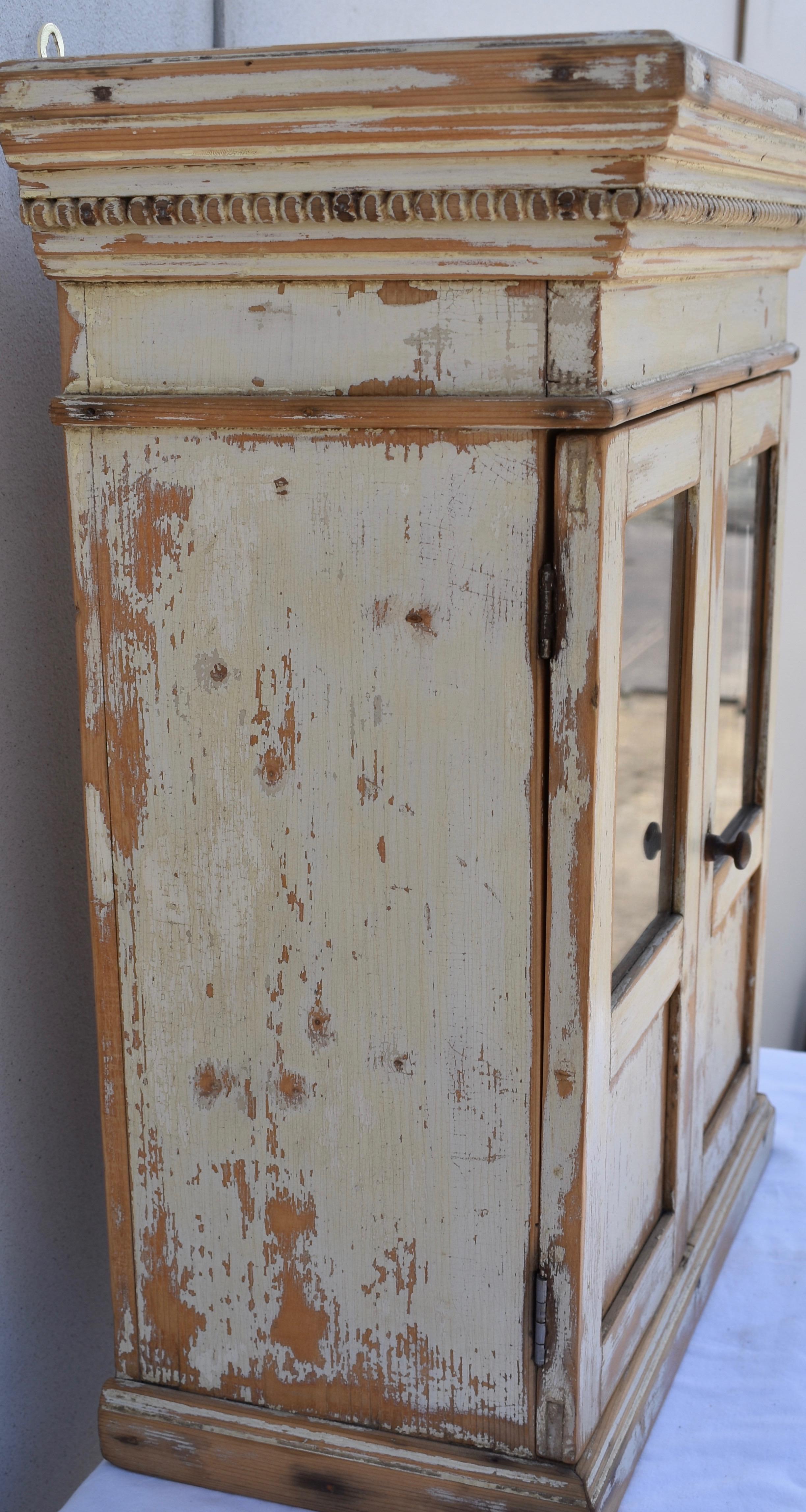 Painted Pine Hanging Cupboard / Miniature Armoire 2