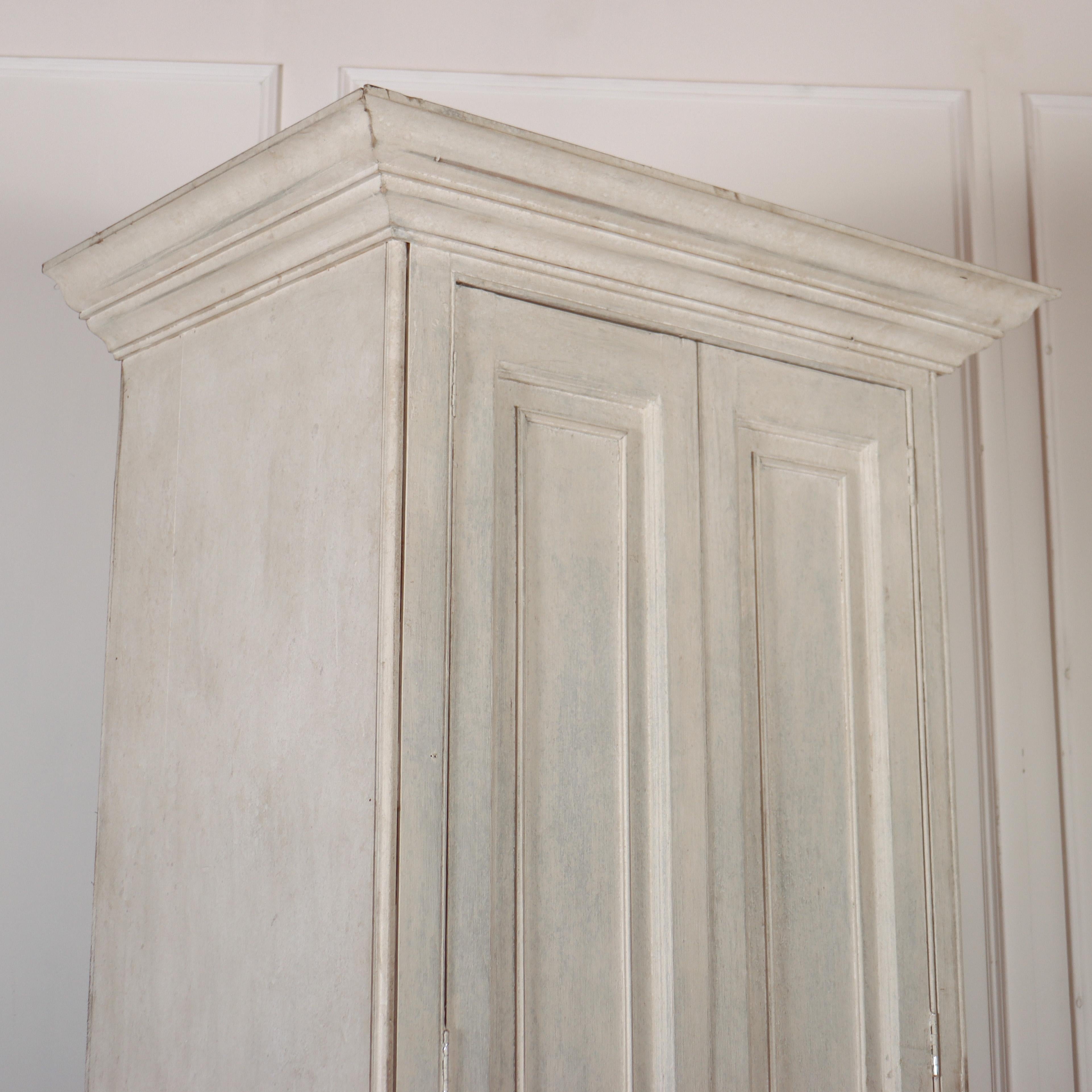 Victorian Painted Pine Linen Cupboard For Sale