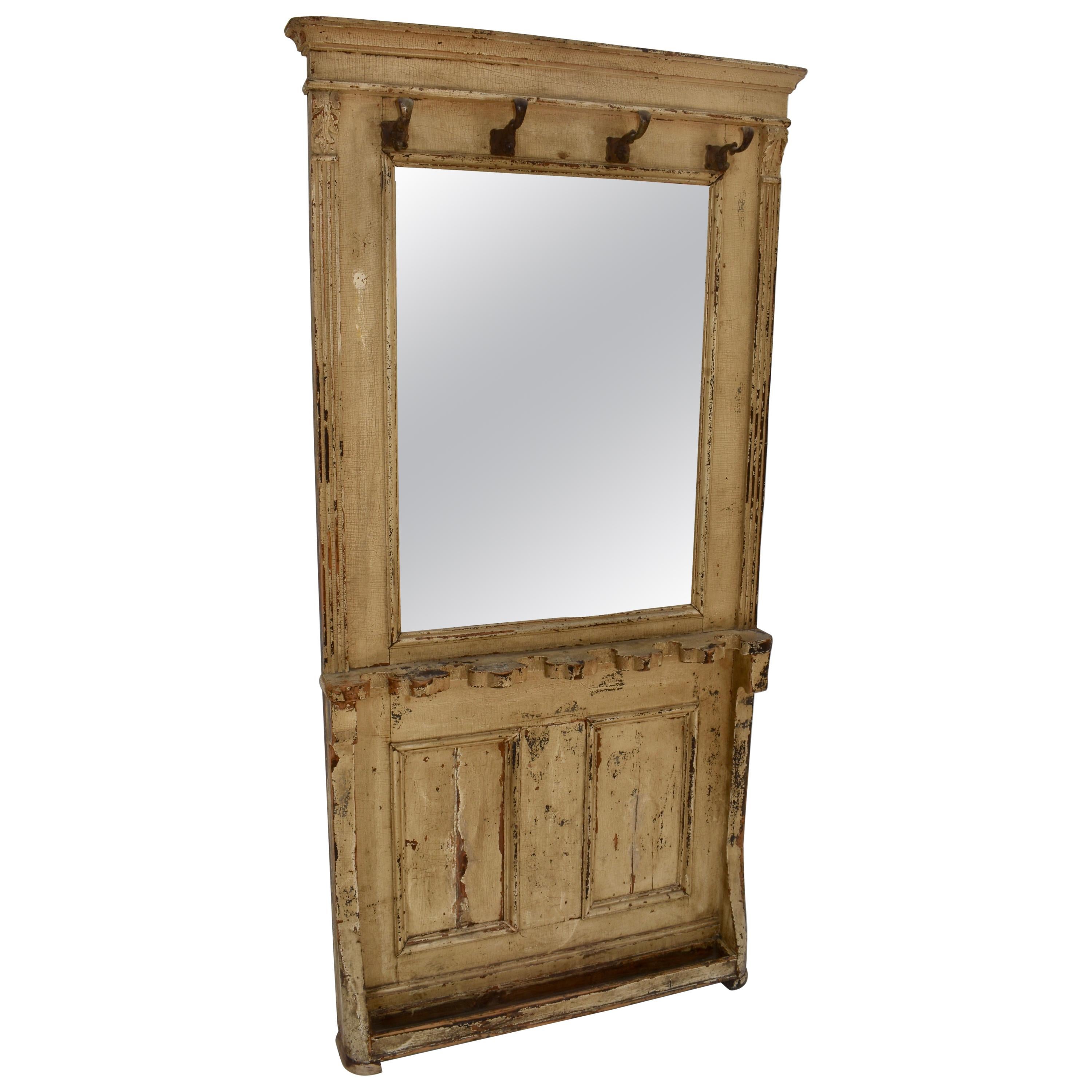 Painted Pine Mirrored Hallstand For Sale
