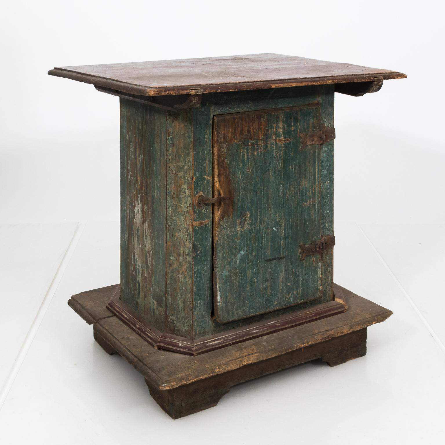Painted Pine One Door Pedestal Cabinet, circa 1900s For Sale 13