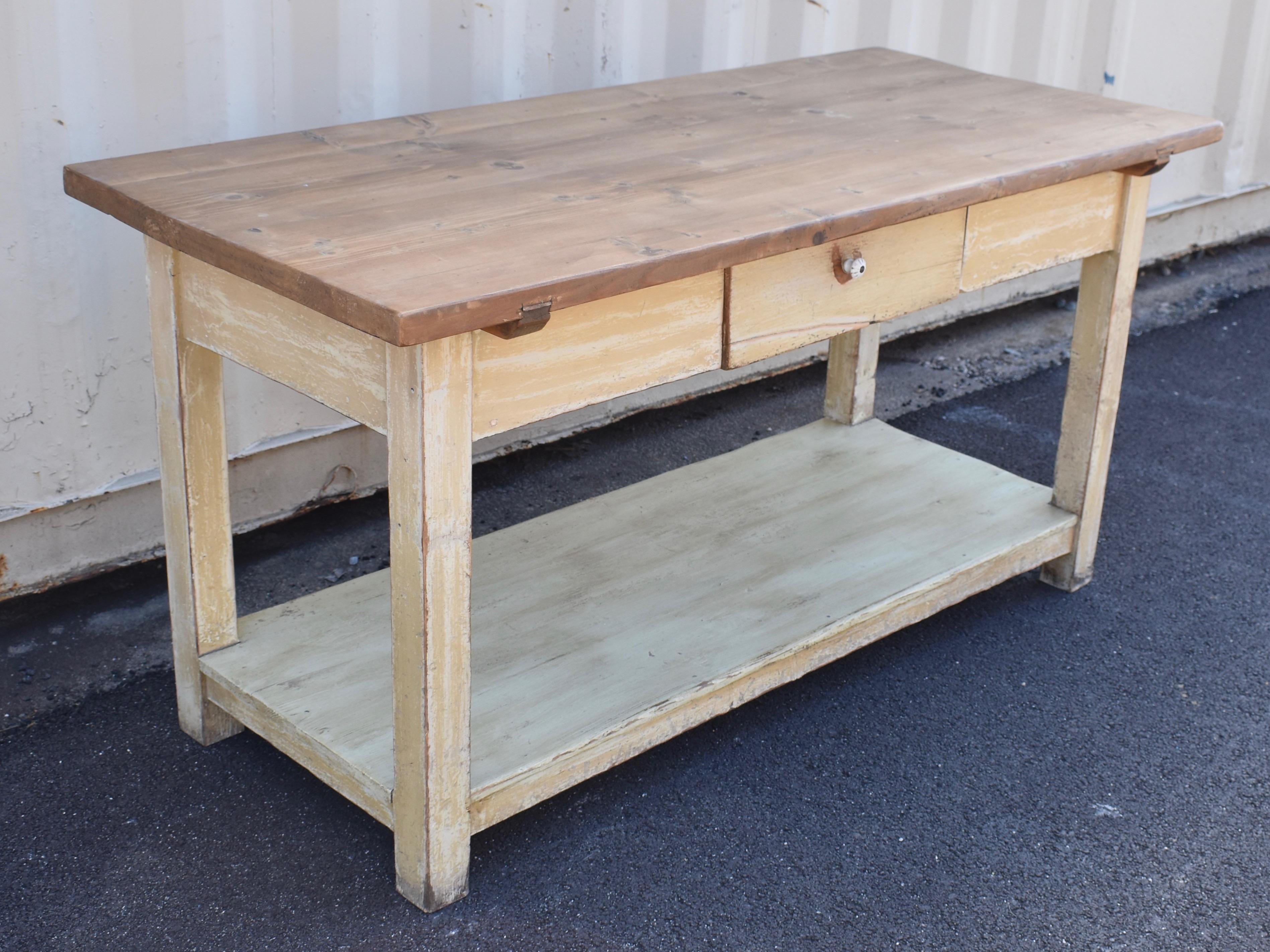 Hungarian Painted Pine Potboard Work Table