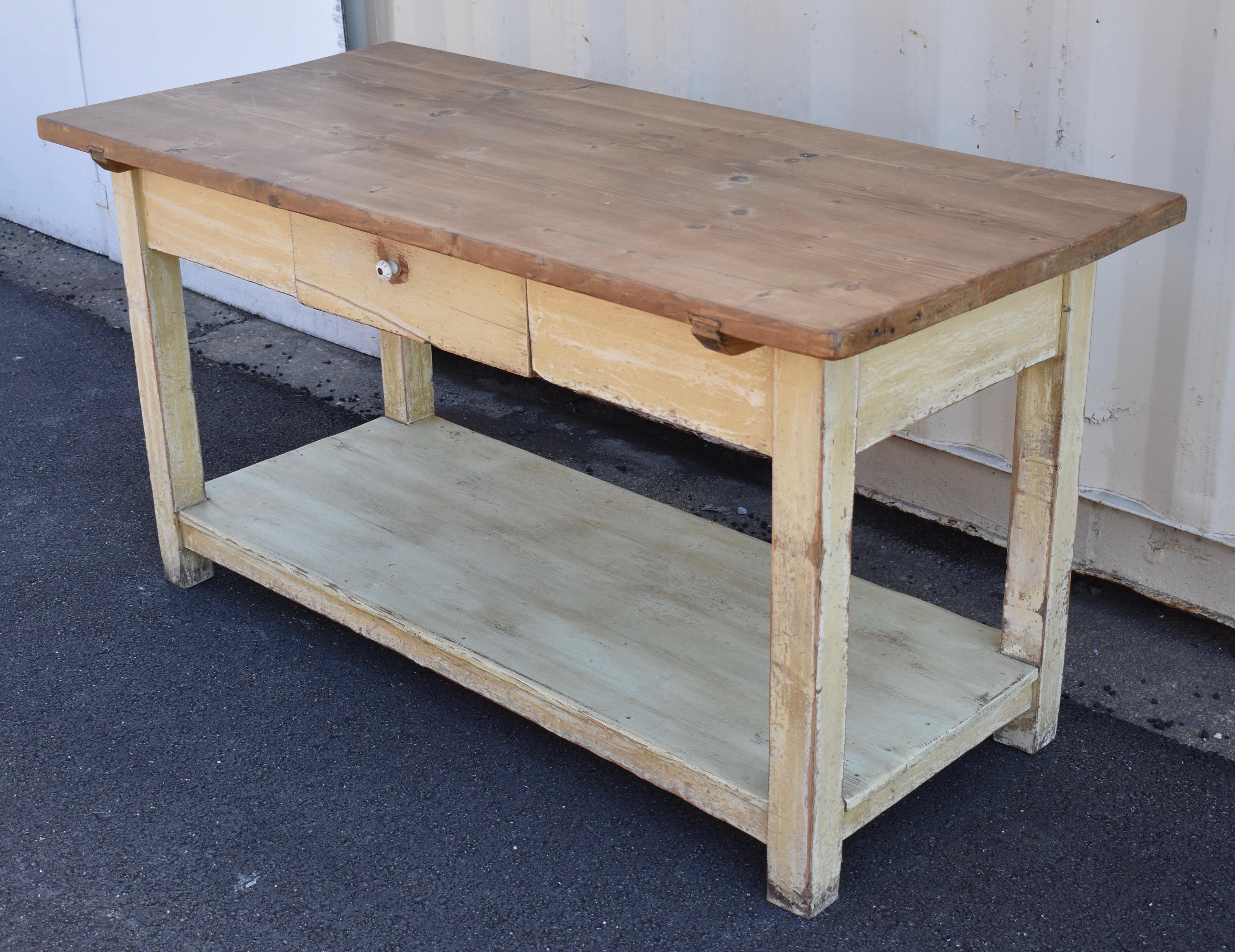 20th Century Painted Pine Potboard Work Table