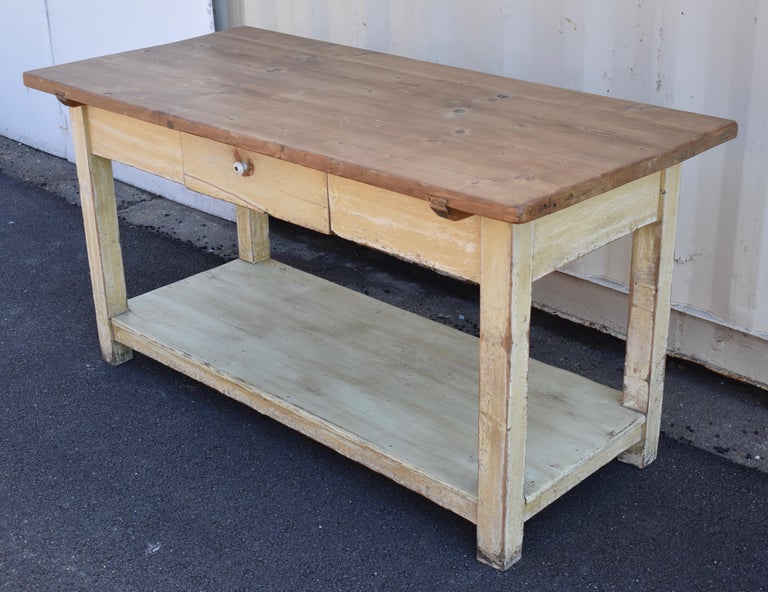 Painted Pine Potboard Work Table For Sale at 1stDibs