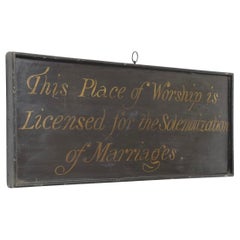 Antique Painted Pine Sign for Solemnization of Marriages, Hockliffe Chapel