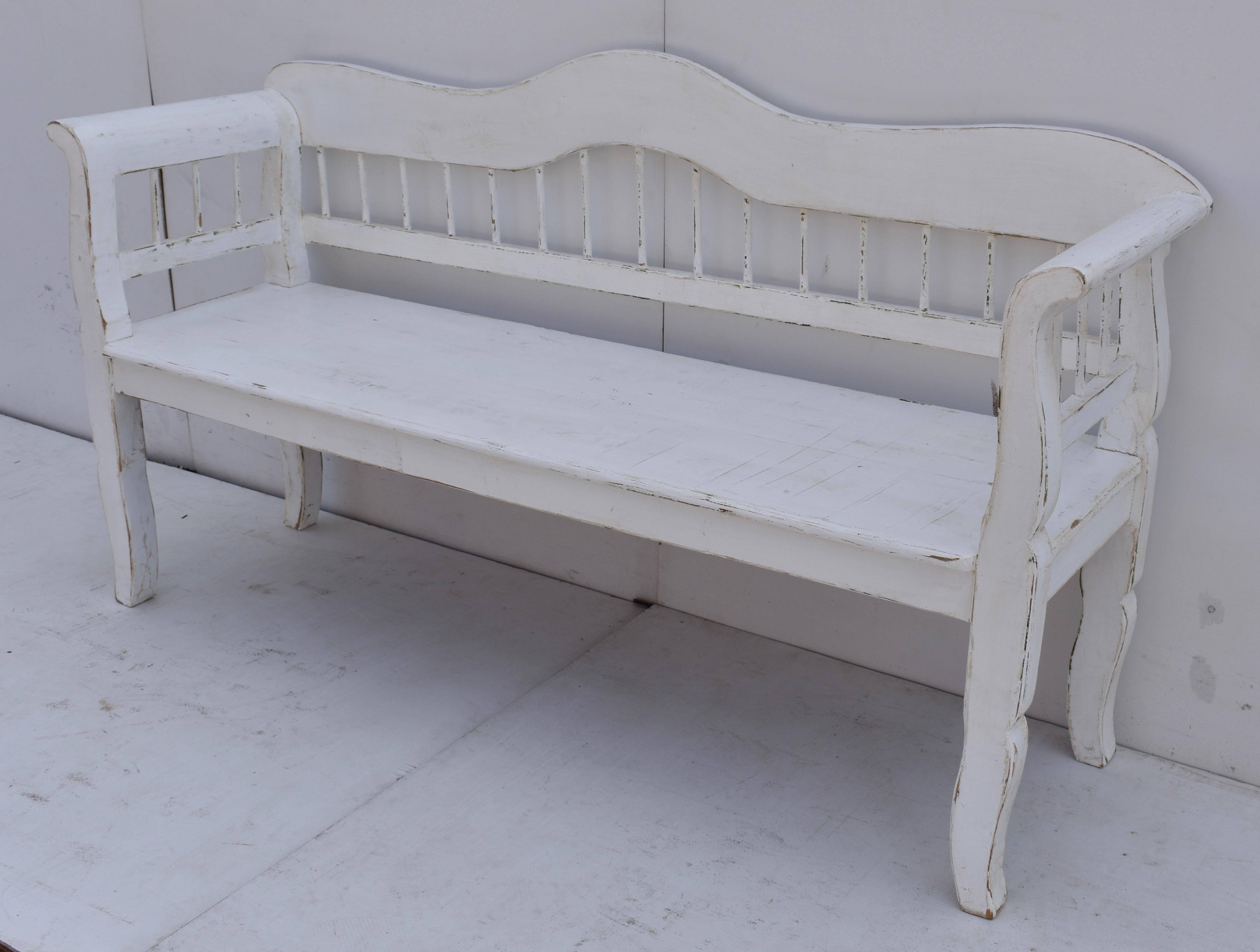 Country Painted Pine Spindle-Back Bench or Settle
