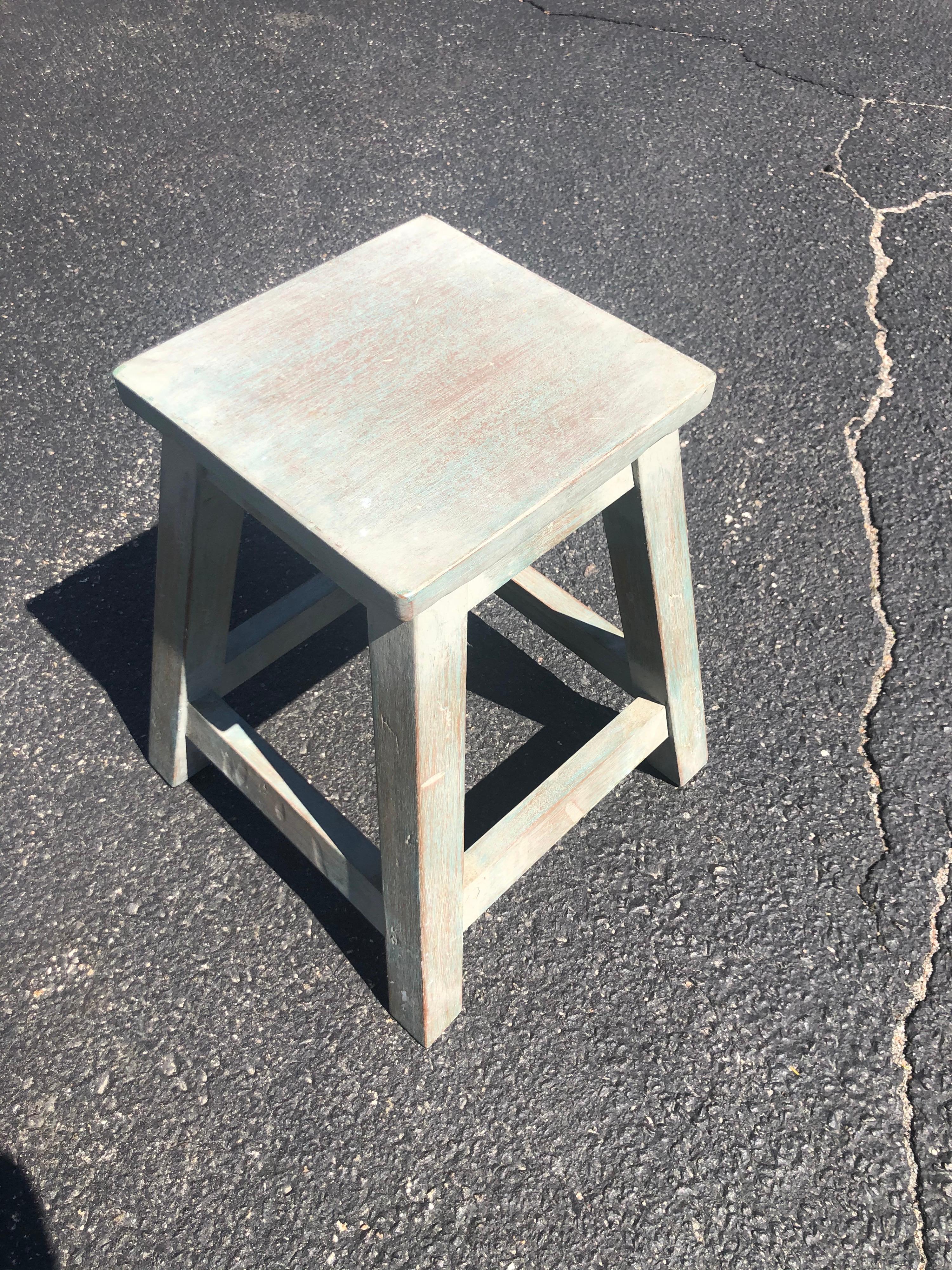 Painted Pine Stool or Small Table 5