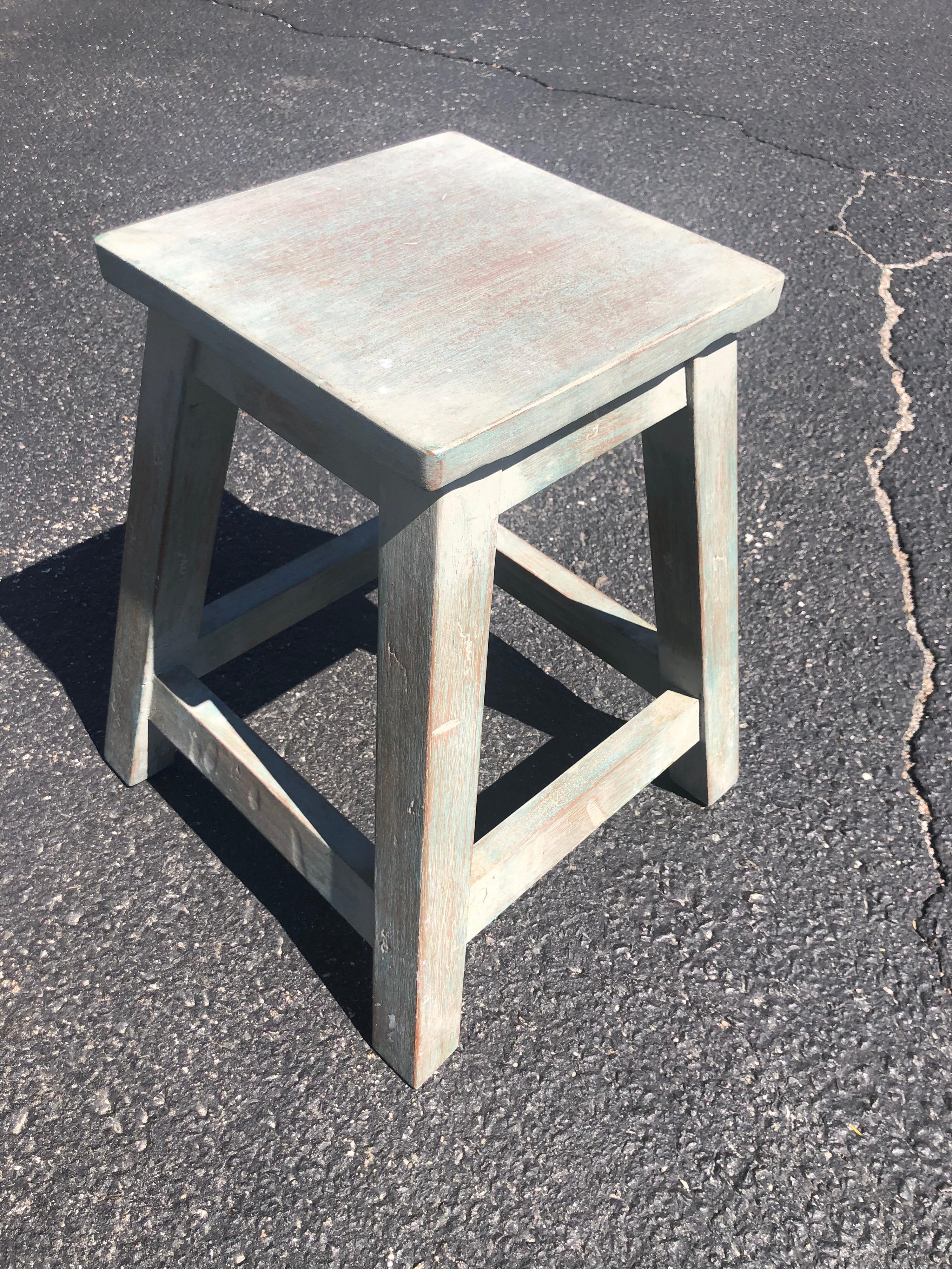 Painted Pine Stool or Small Table 6