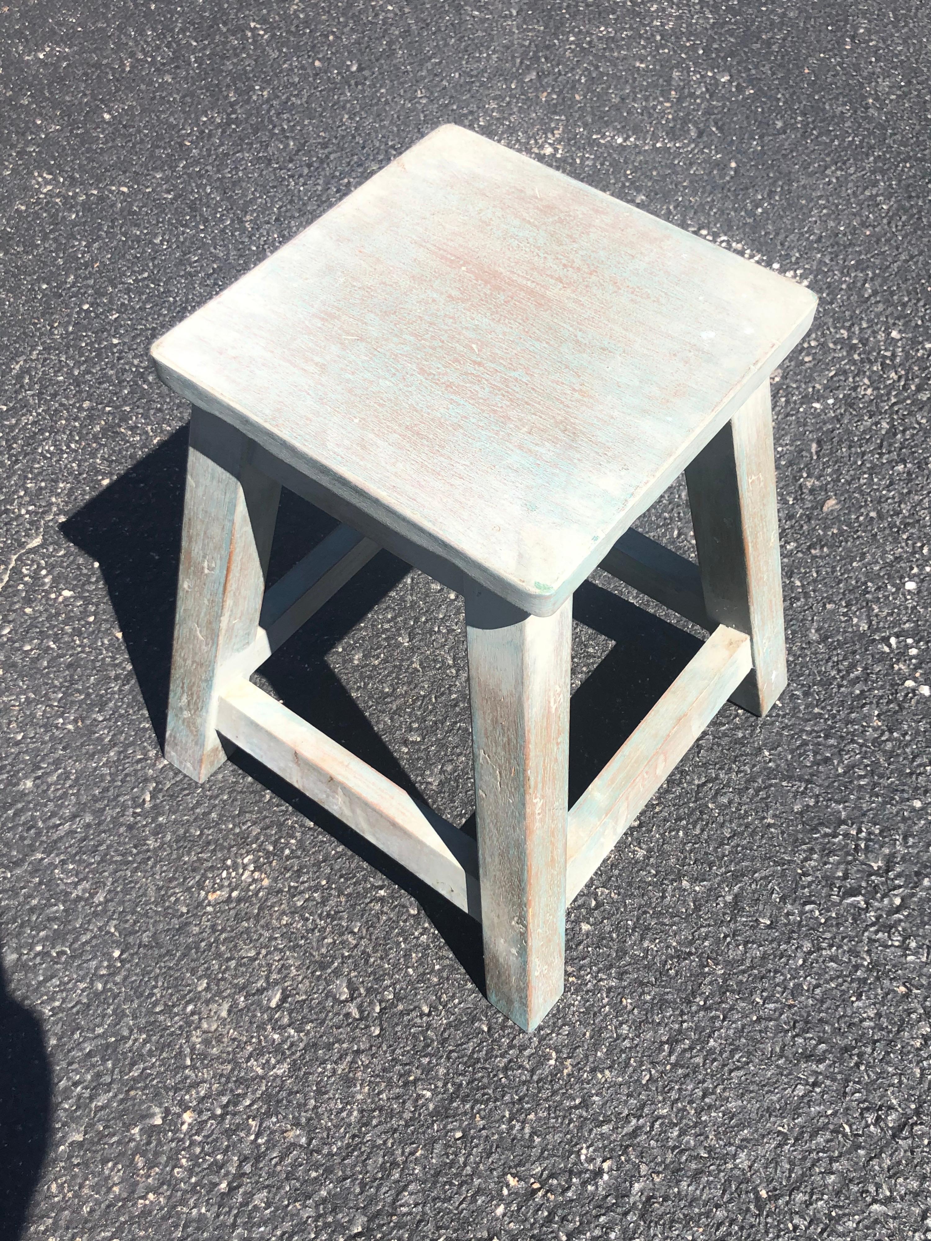 Painted Pine Stool or Small Table 7