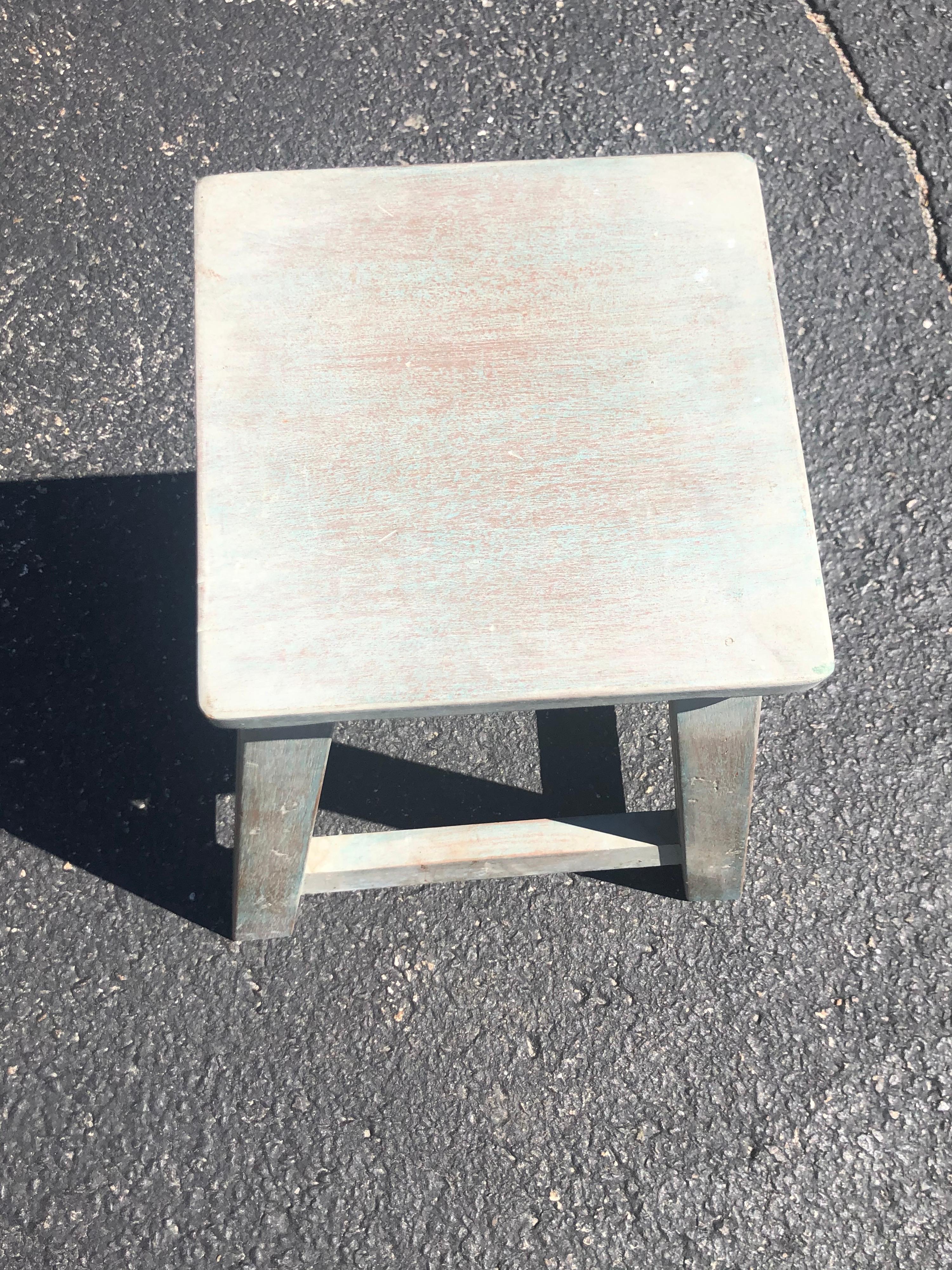 Painted Pine Stool or Small Table 8