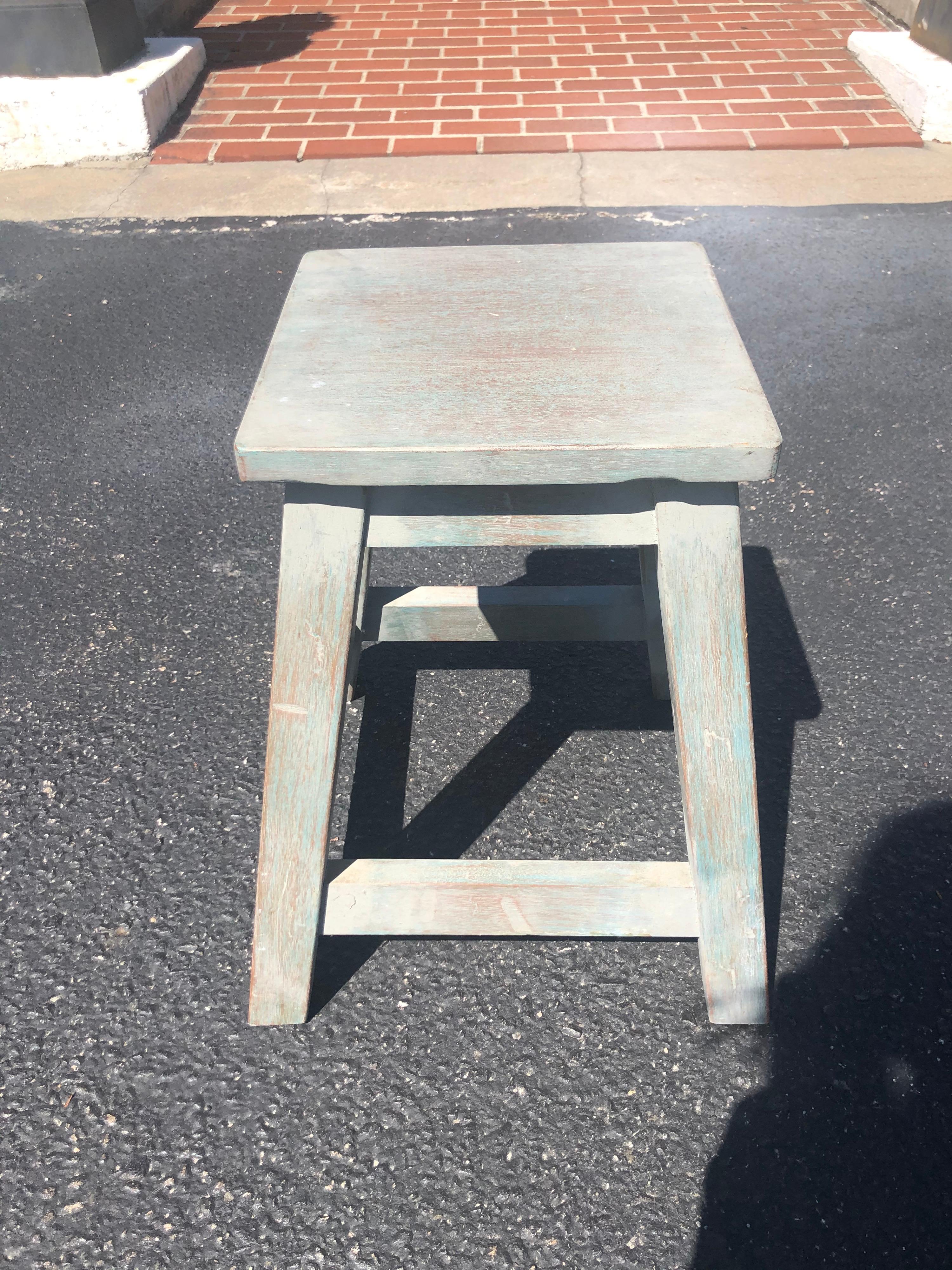 Painted Pine Stool or Small Table In Good Condition In Redding, CT