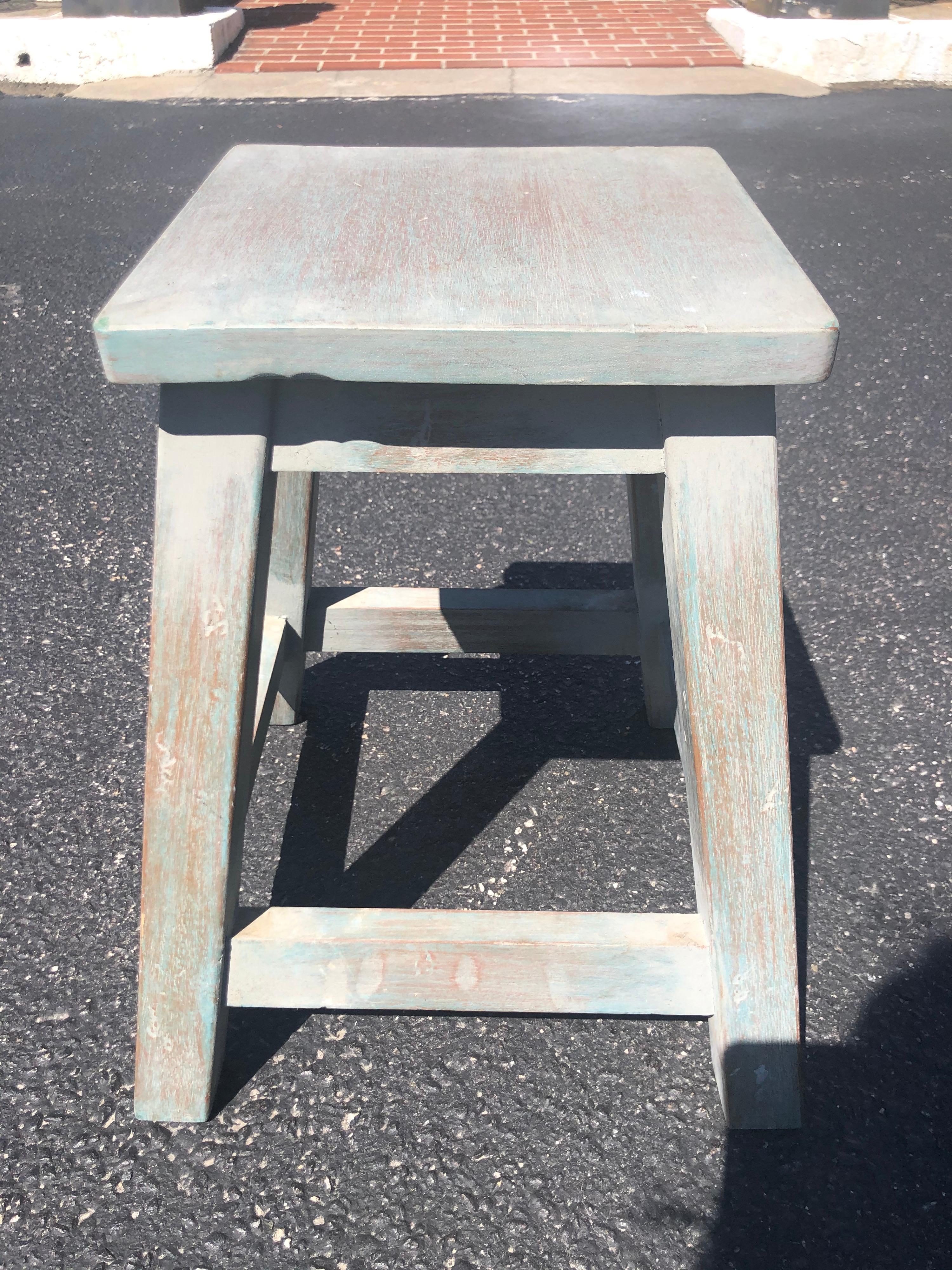 Painted Pine Stool or Small Table 1