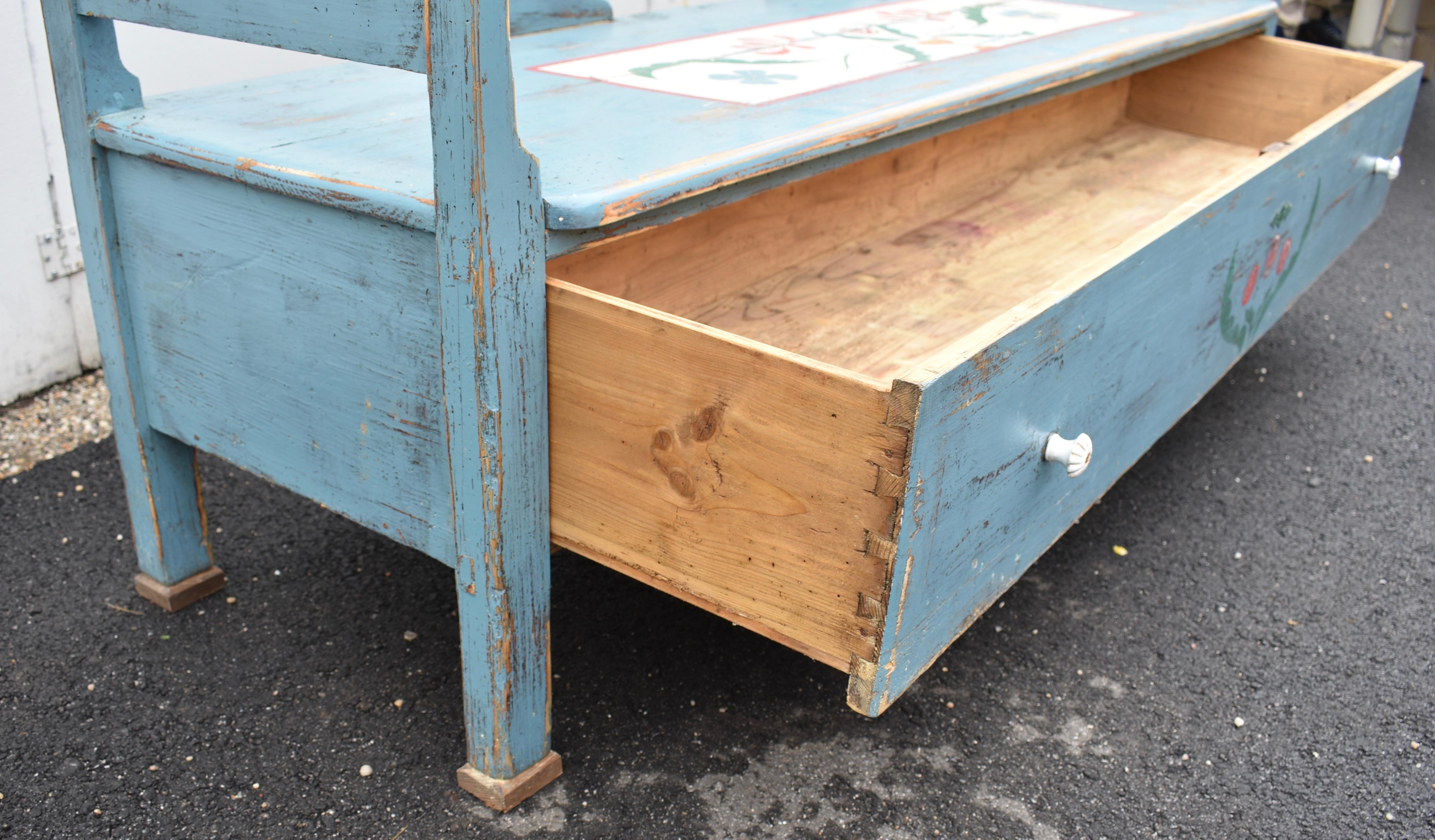 20th Century Painted Pine Storage Bench or Settle For Sale