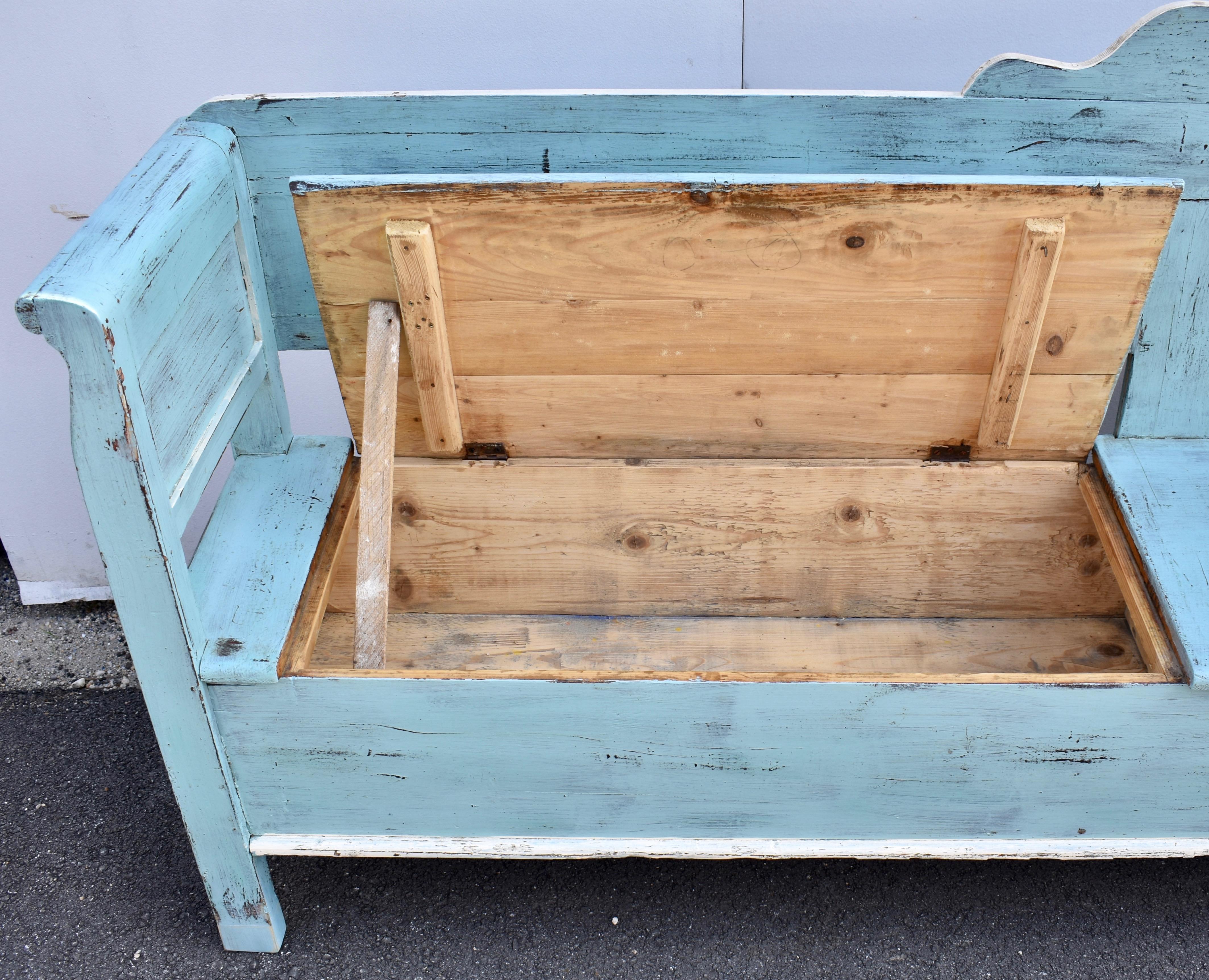 Painted Pine Storage Bench or Settle For Sale 7