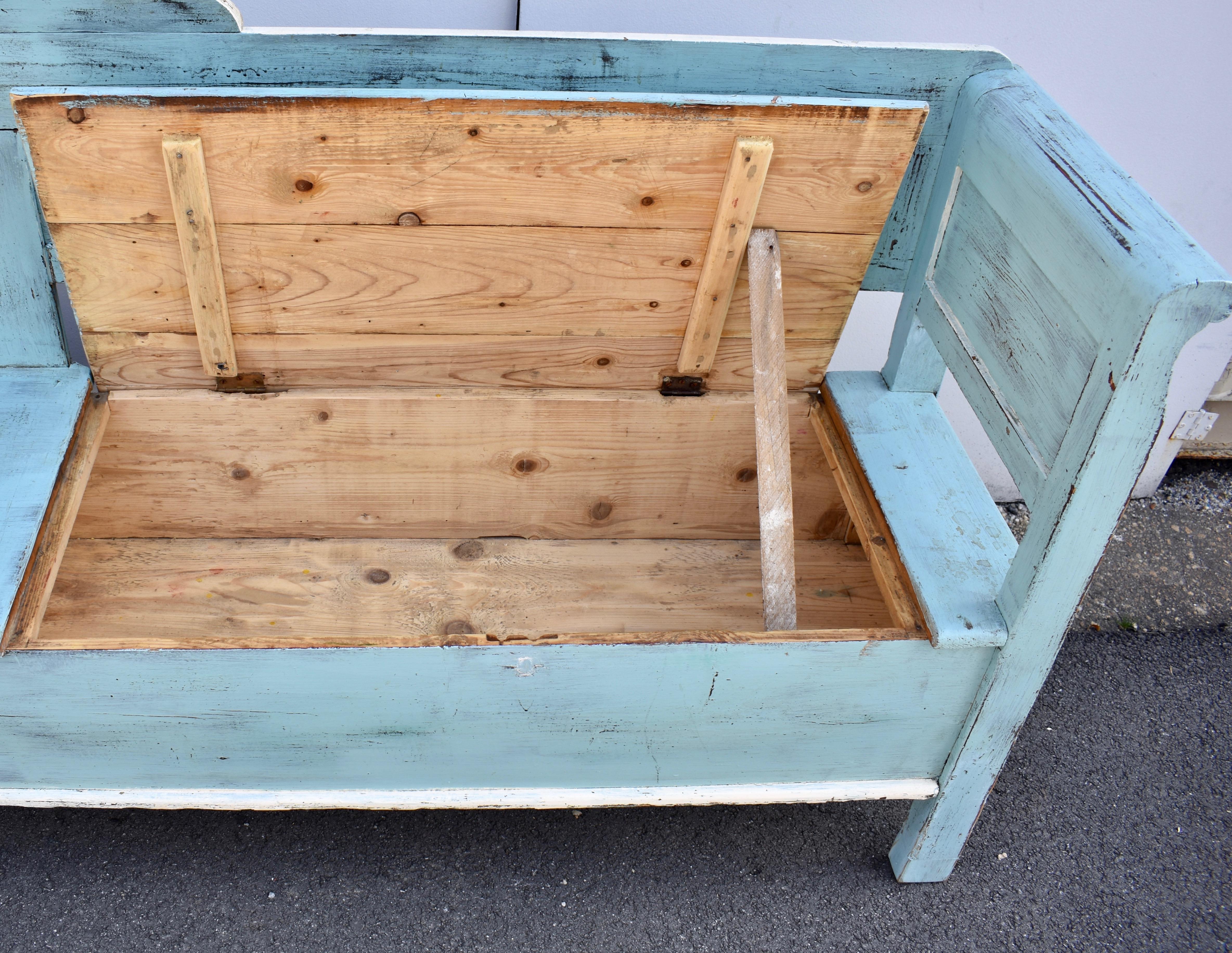 Painted Pine Storage Bench or Settle For Sale 8