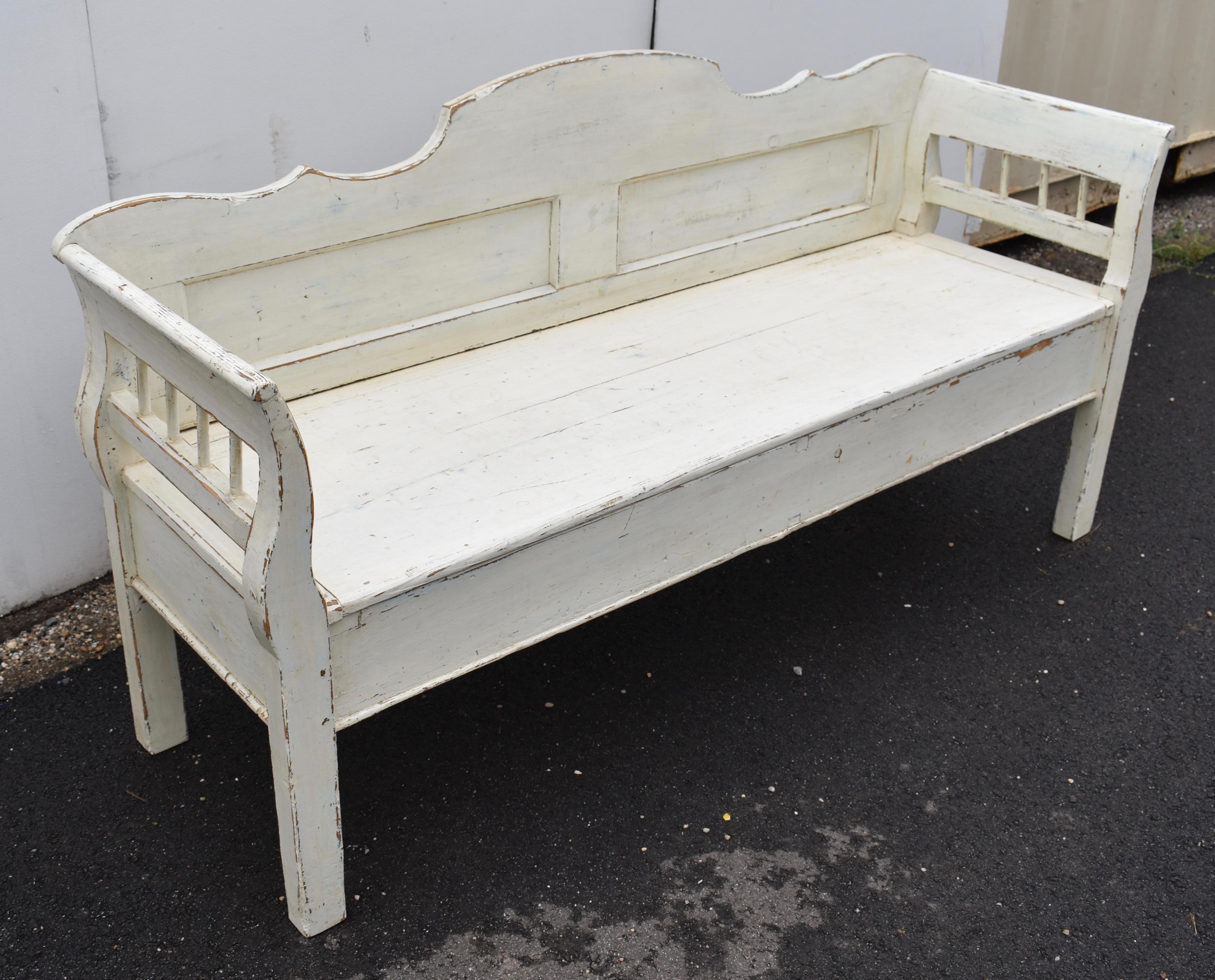 Country Painted Pine Storage Bench or Settle