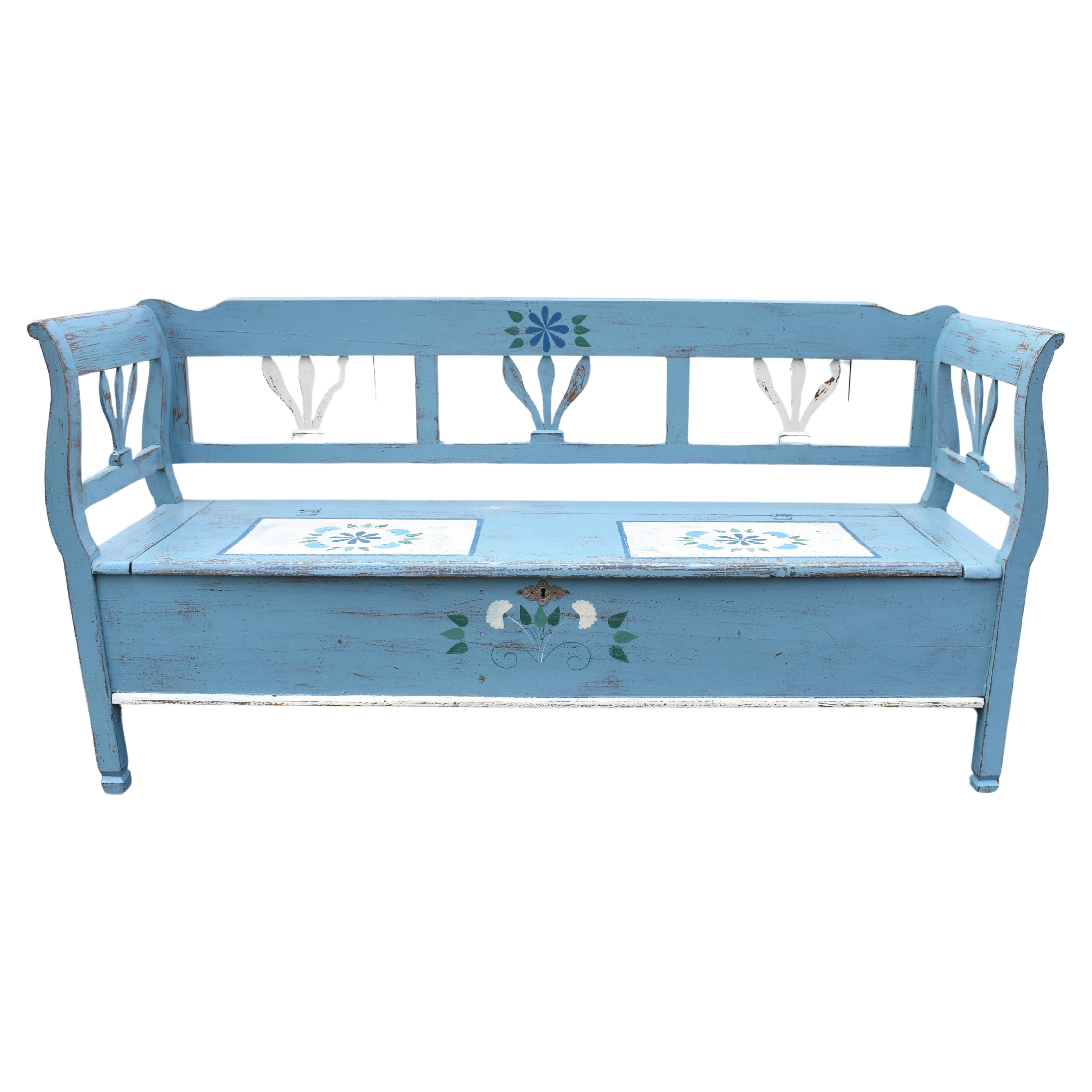 Painted Pine Storage Bench or Settle For Sale