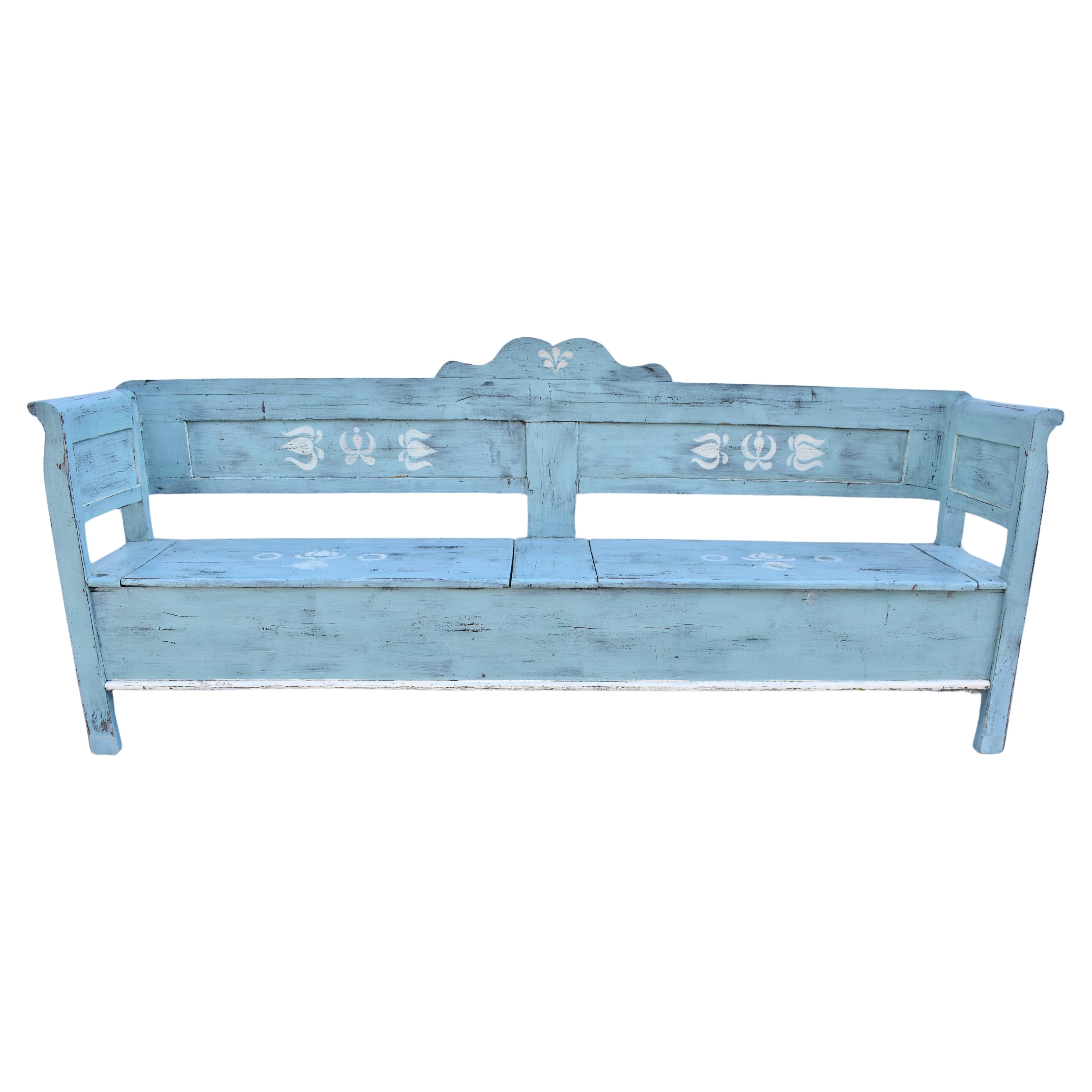 Painted Pine Storage Bench or Settle For Sale