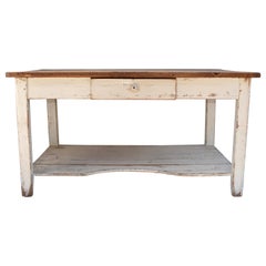 Painted Pine Tailor's Table with Potboard Shelf