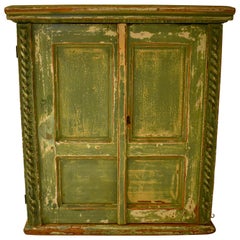 Antique Painted Pine Two-Door Hanging Cupboard