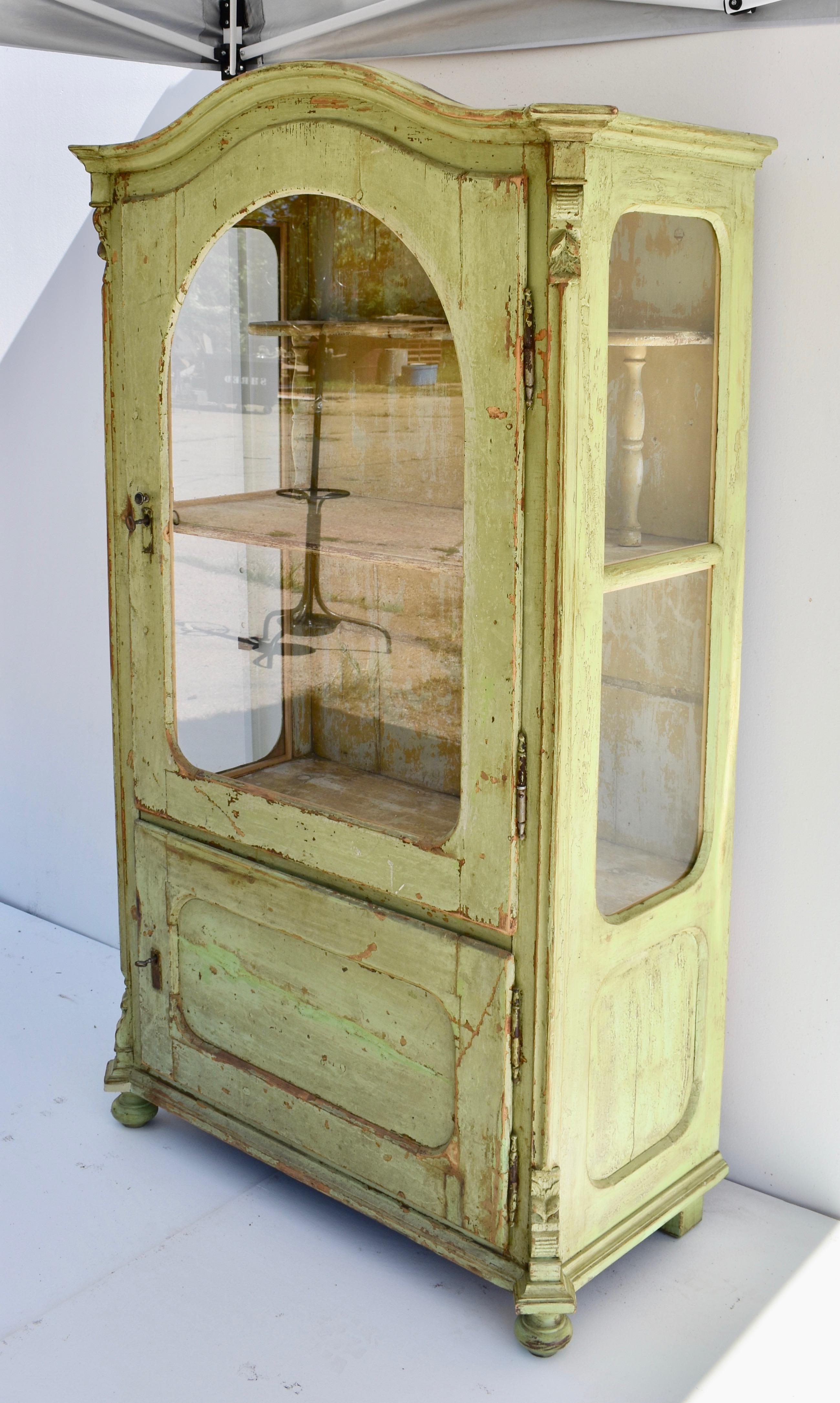 Louis Philippe Painted Pine Vitrine or Glazed Cupboard